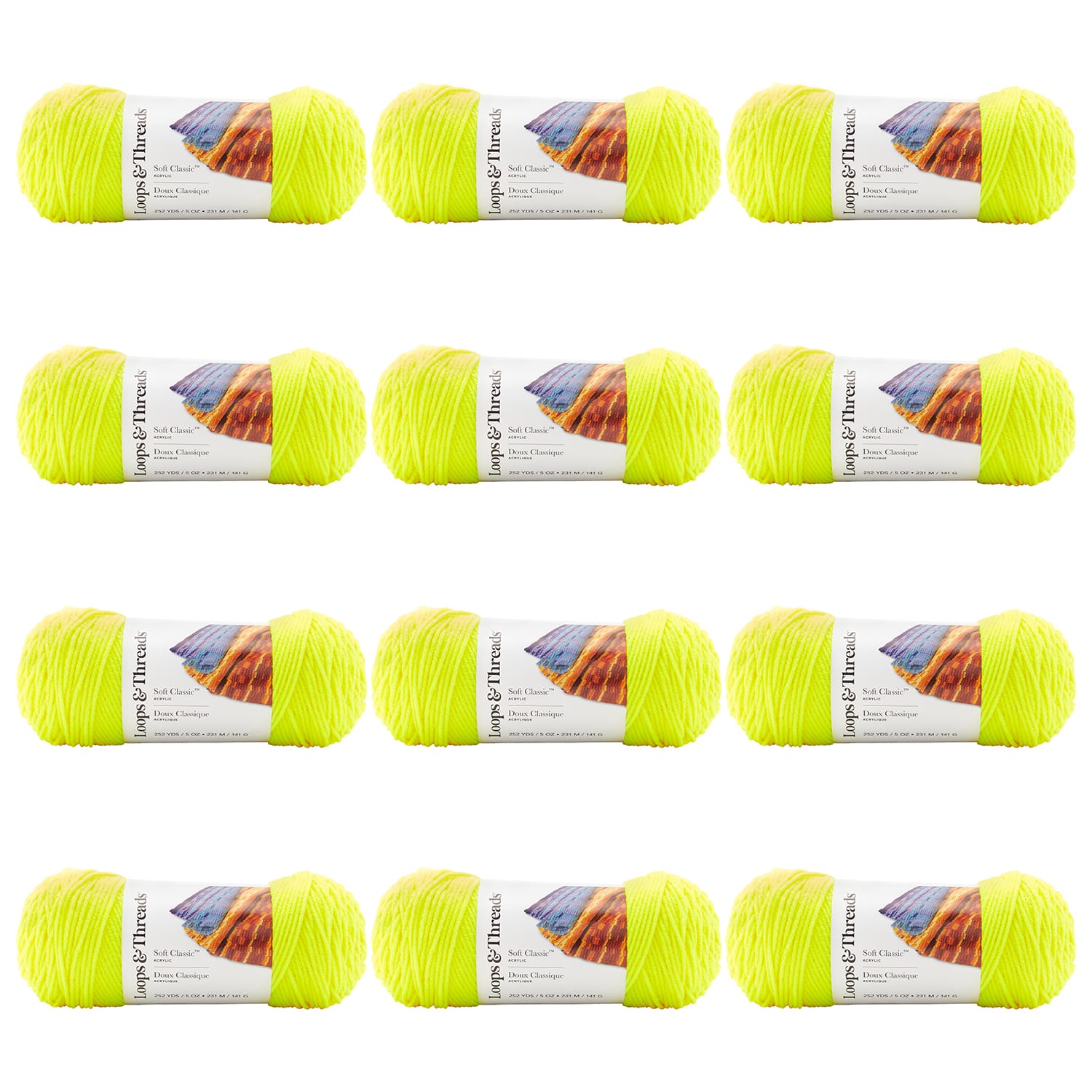 12 Pack: Soft Classic™ Neon Yarn by Loops & Threads®