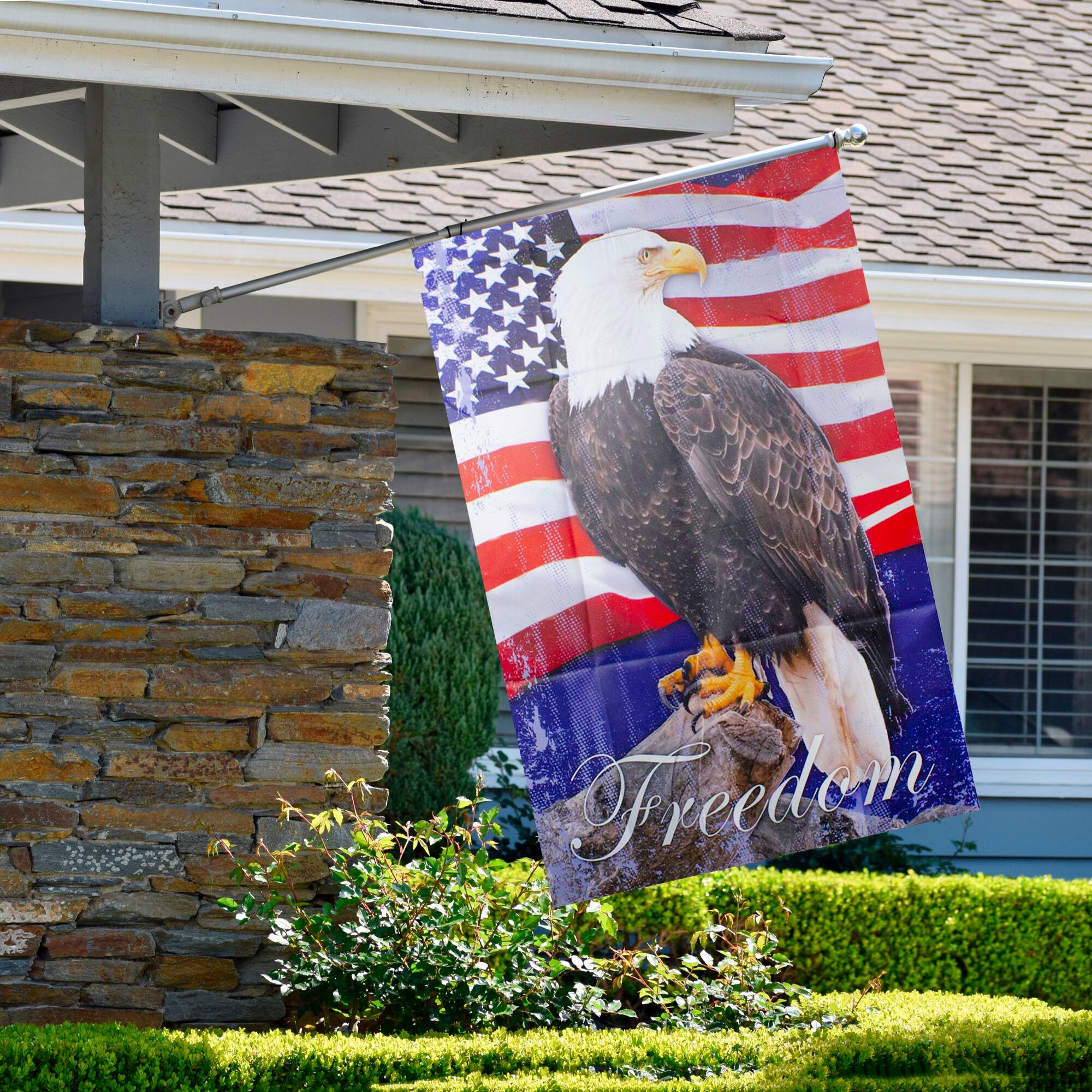 Freedom Bald Eagle Patriotic Outdoor House Flag 28" x 40"
