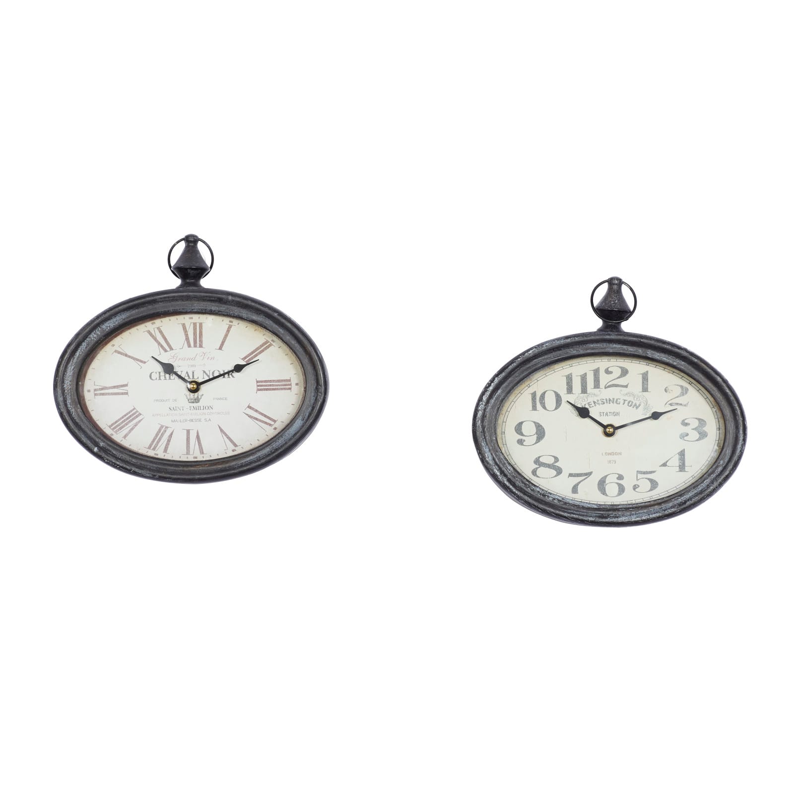 12" Metal Vintage Wall Clock, 2ct.