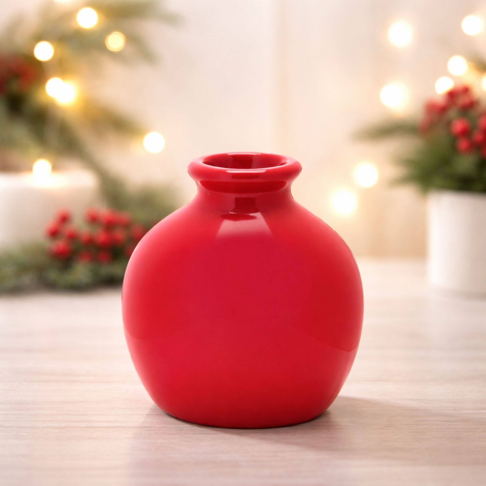 Melrose 4" Red Mini Dolomite Bud Vases, 4ct.