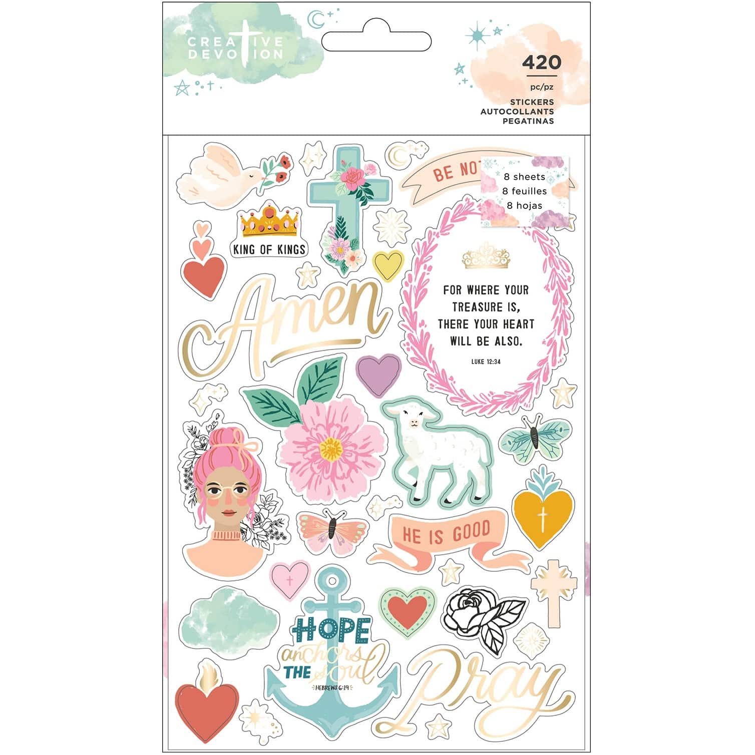 Creative Devotion Draw Near Sticker Book 8/Sheets-W/Gold Foil Accents, 418/Pkg