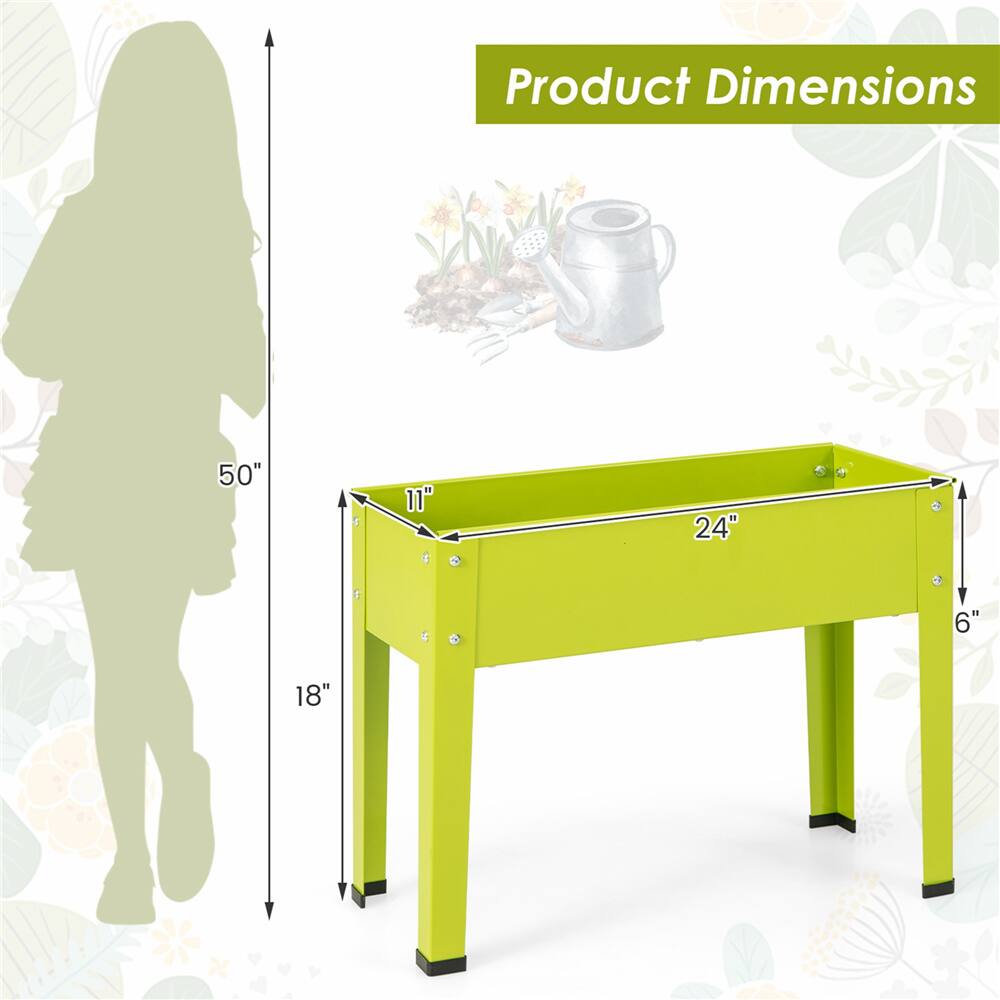Costway 24" Metal Elevated Raised Garden Bed Planter with Legs & Drainage Hole