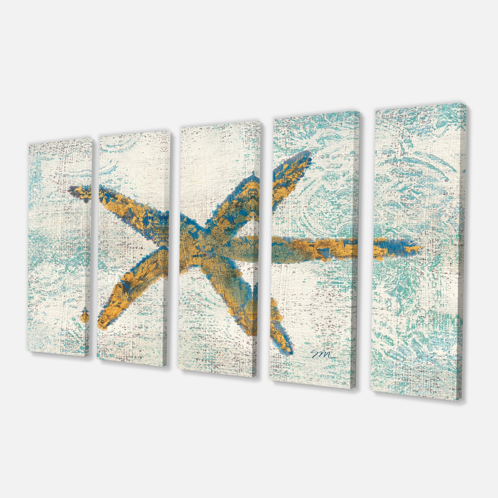 Designart - Coastal Pastel seashells III - Vintage Nautical Canvas Art