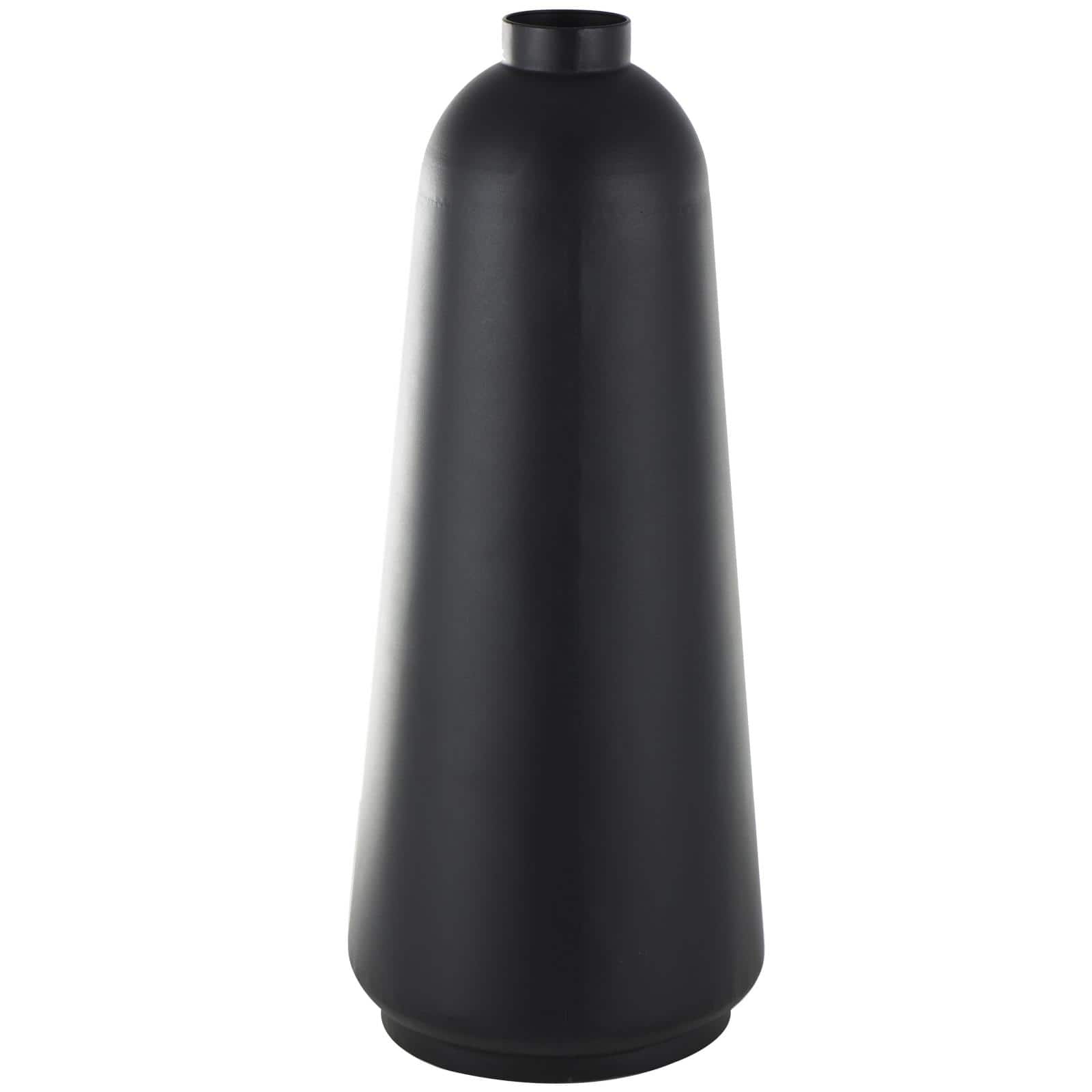 Black Metal Vase with Narrow Opening