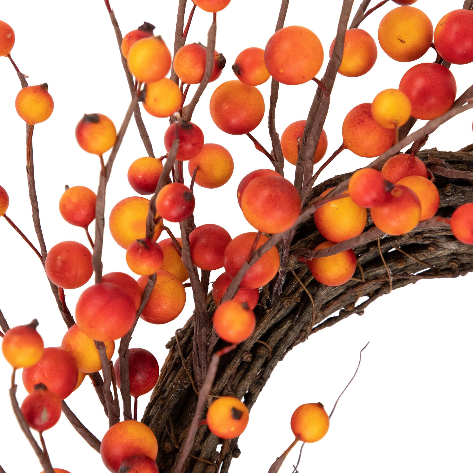 14" Unlit Autumn Harvest Artificial Orange & Red Berry Wreath