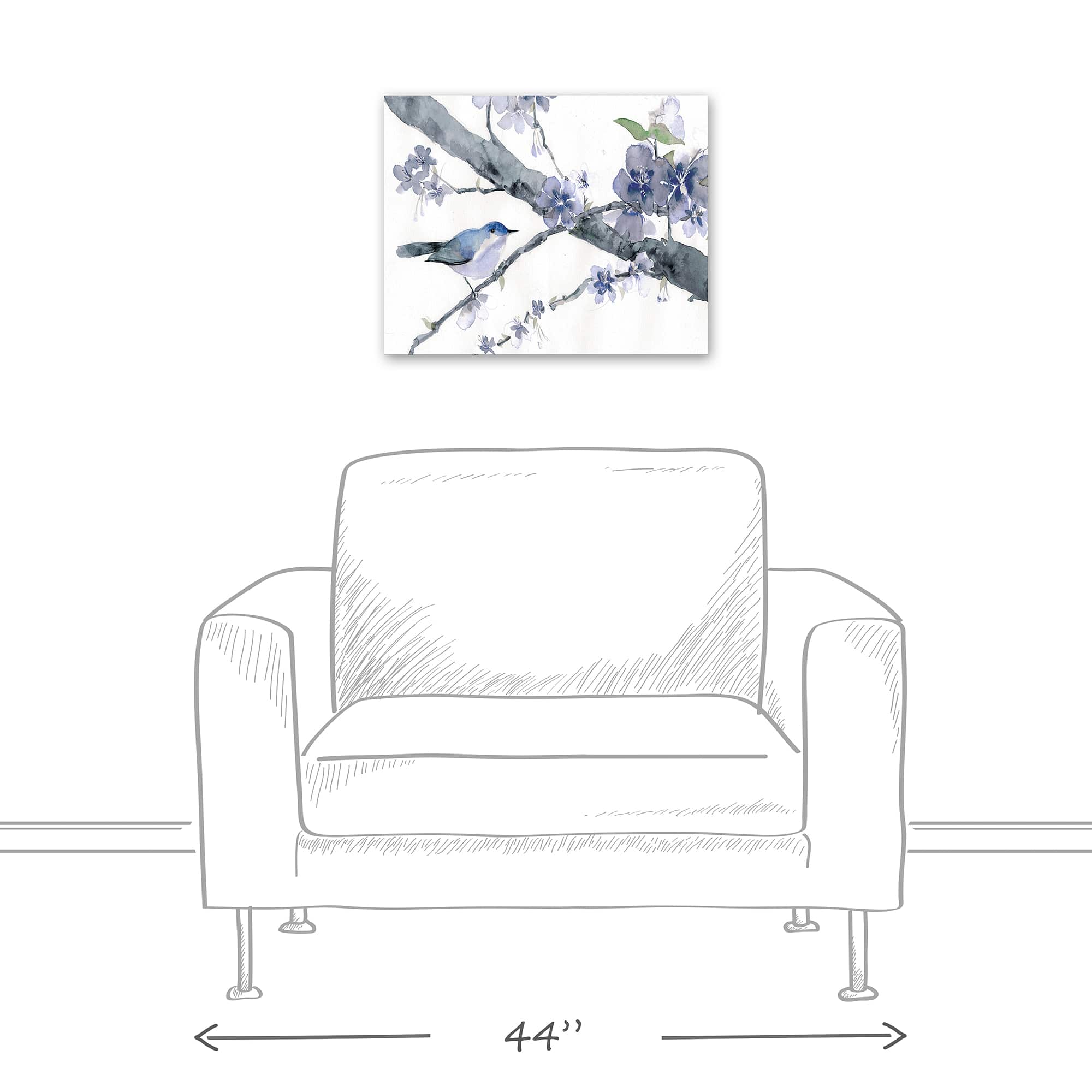 Cherry Blossoms And Birds 20" x 16" Canvas Wall Art
