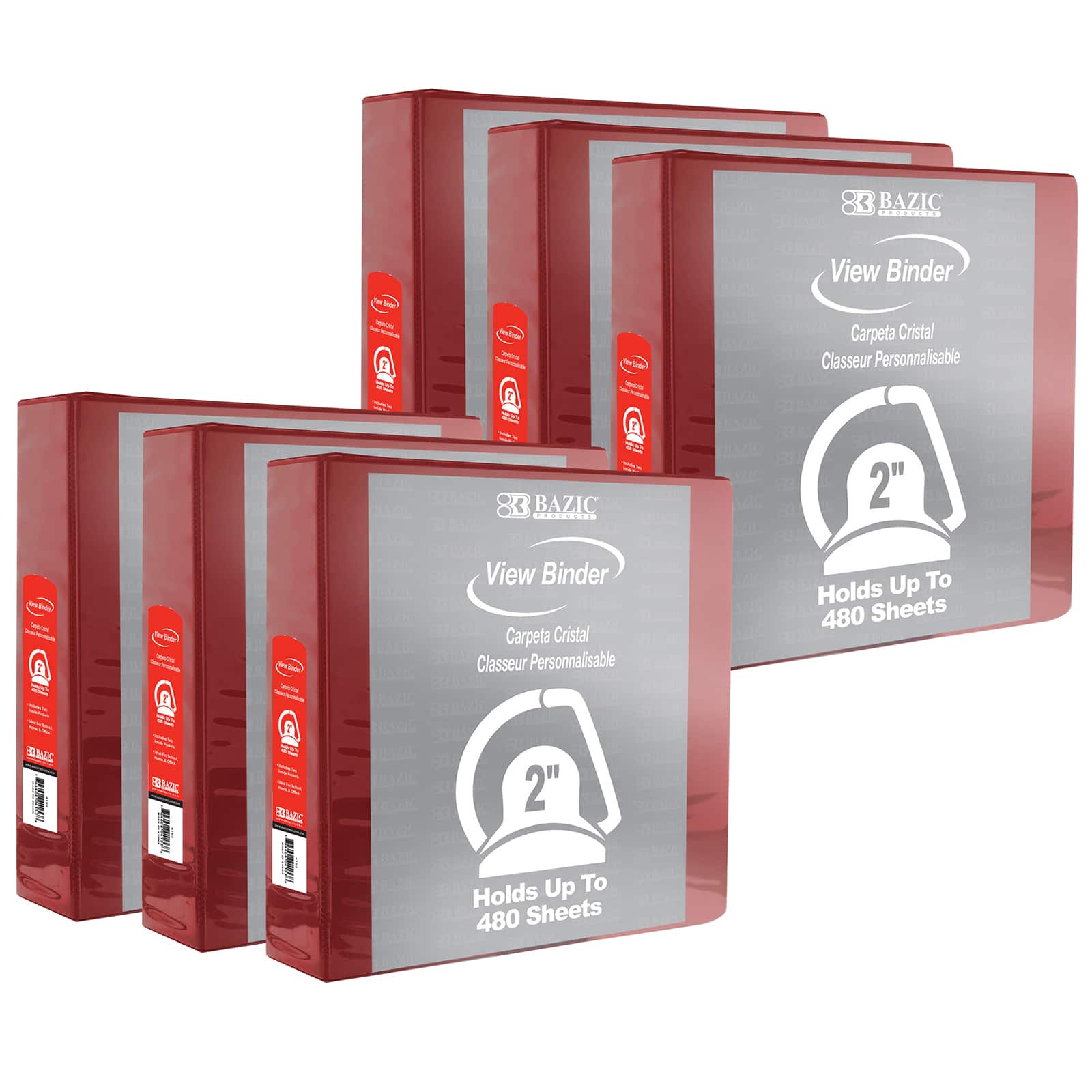 BAZIC® 2" Slant D Ring View Binder with 2 Pockets, 6ct.