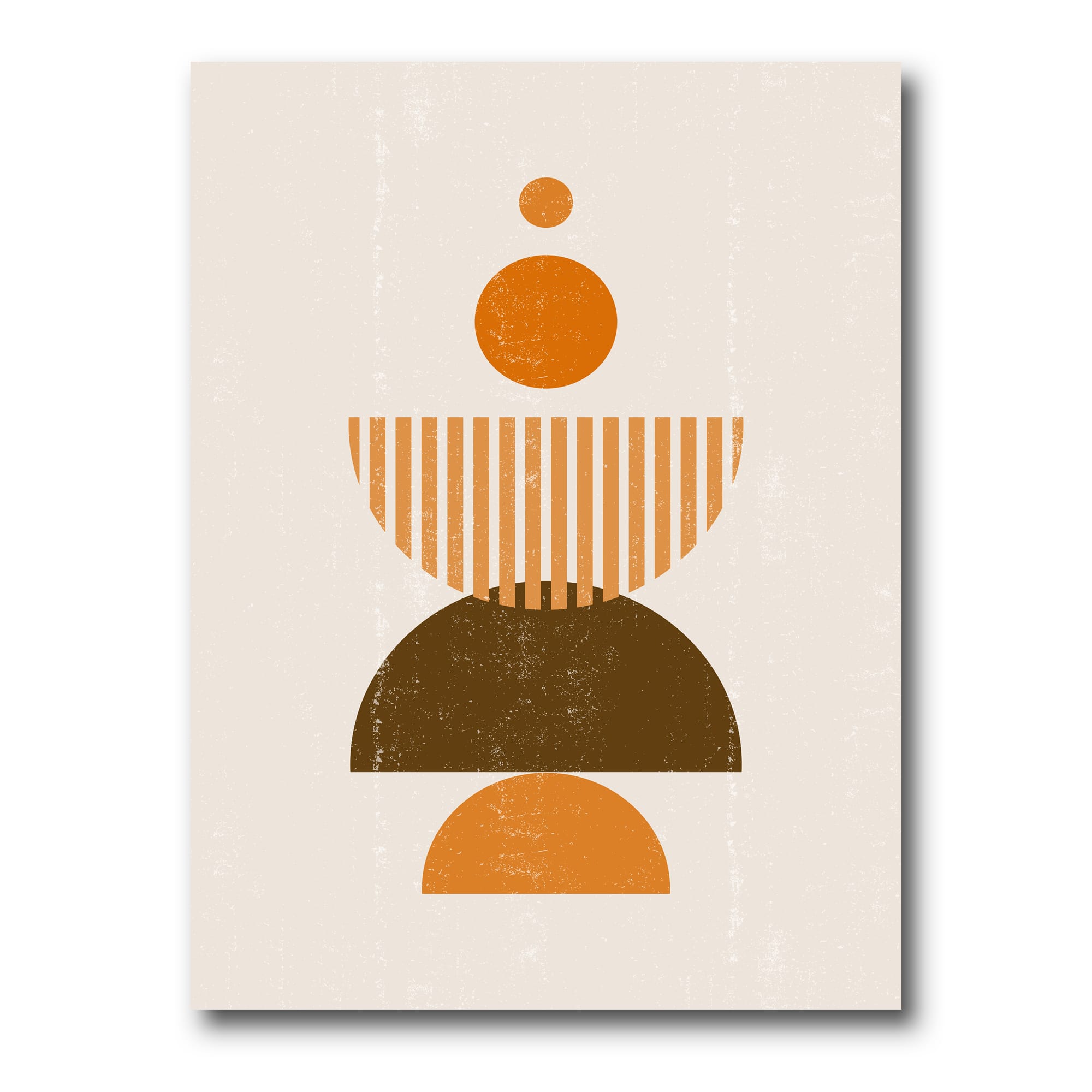 Designart - Abstract Minimal Sun and Moon In Earth Tones I - Modern Canvas Wall Art Print