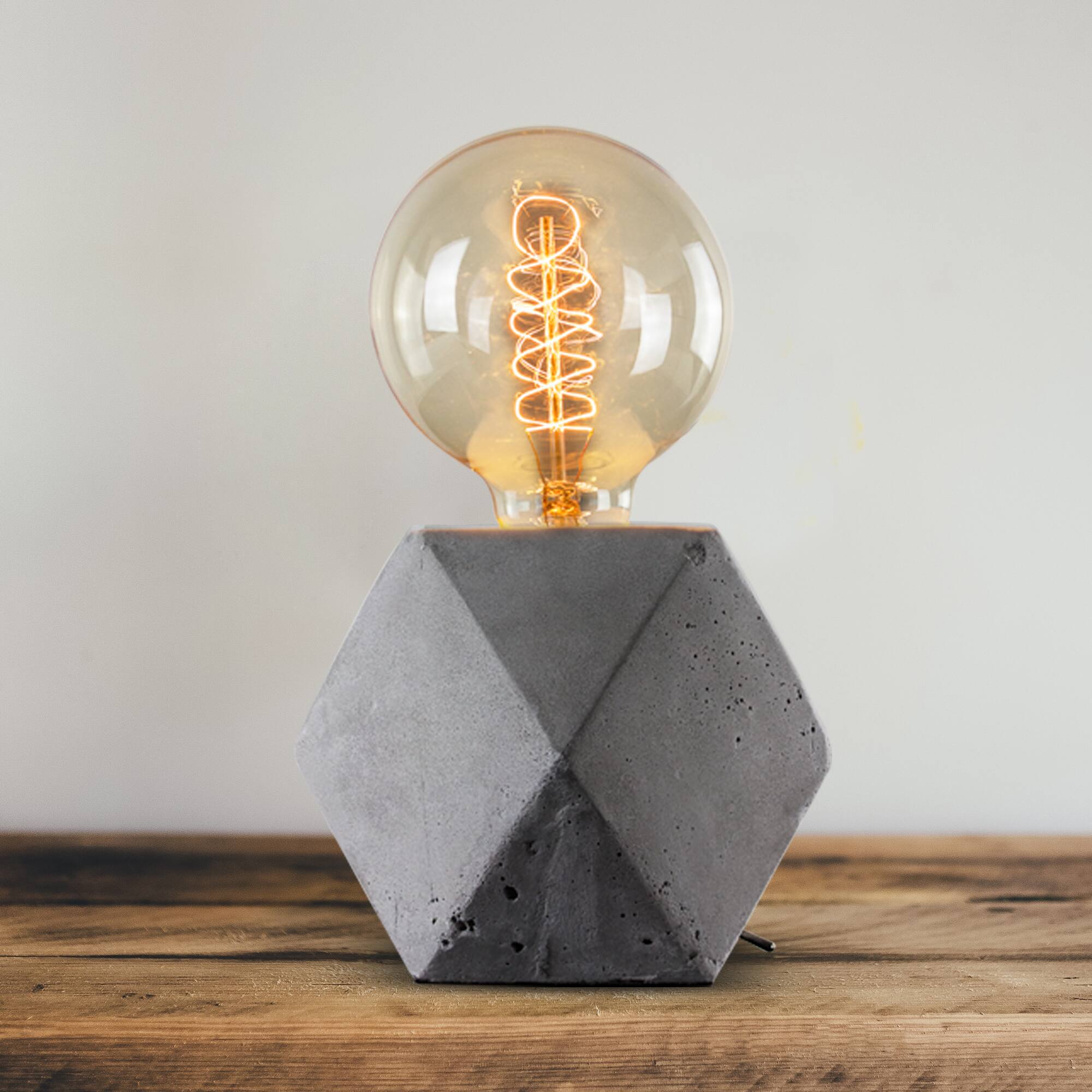 Geometric Hexagon Concrete Cement Accent Table Lamp