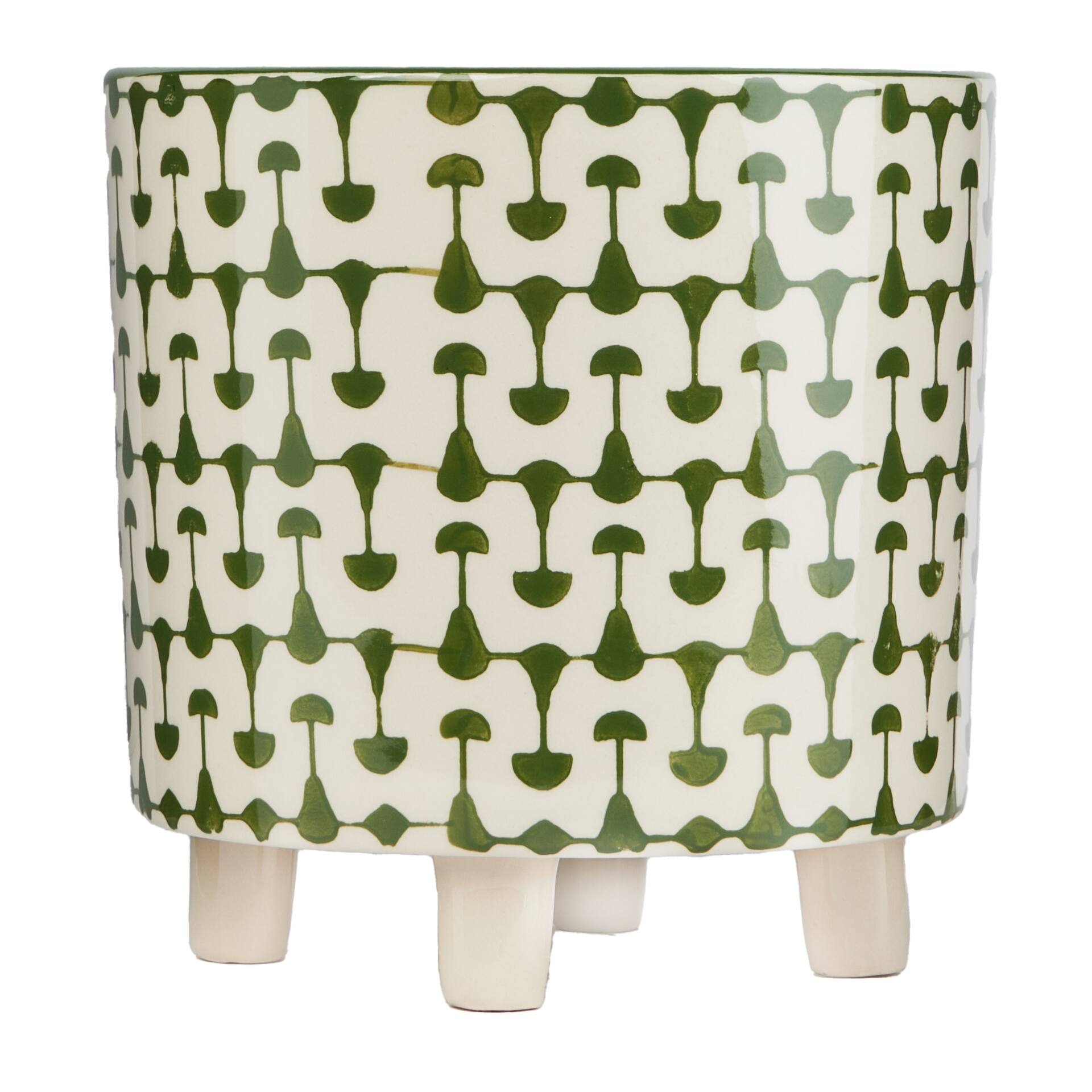 Hello Honey® 8" Footed Stoneware Planter with Abstract Print