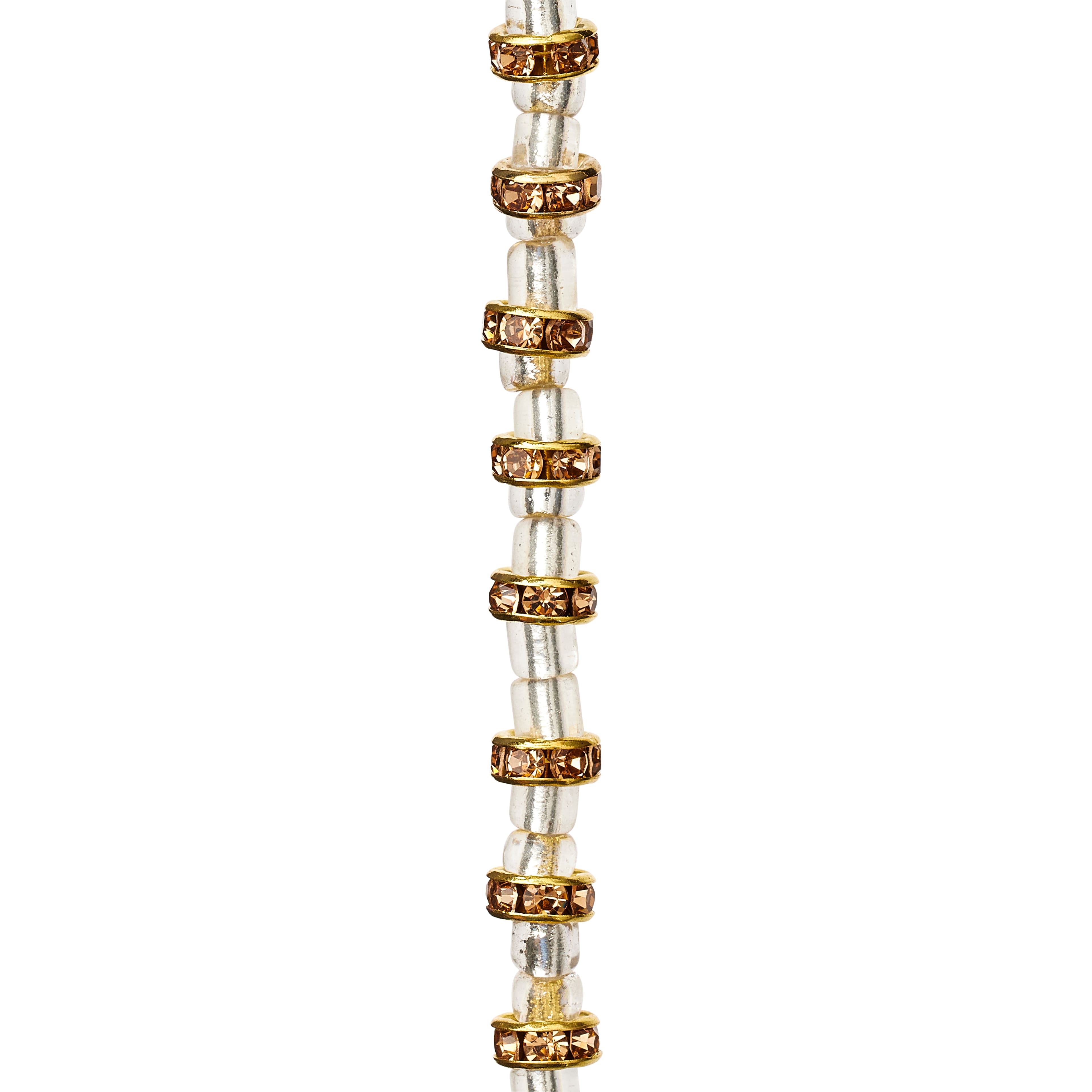 12 Pack: Amber Rhinestone Studded Rondel Beads, 6mm by Bead Landing™