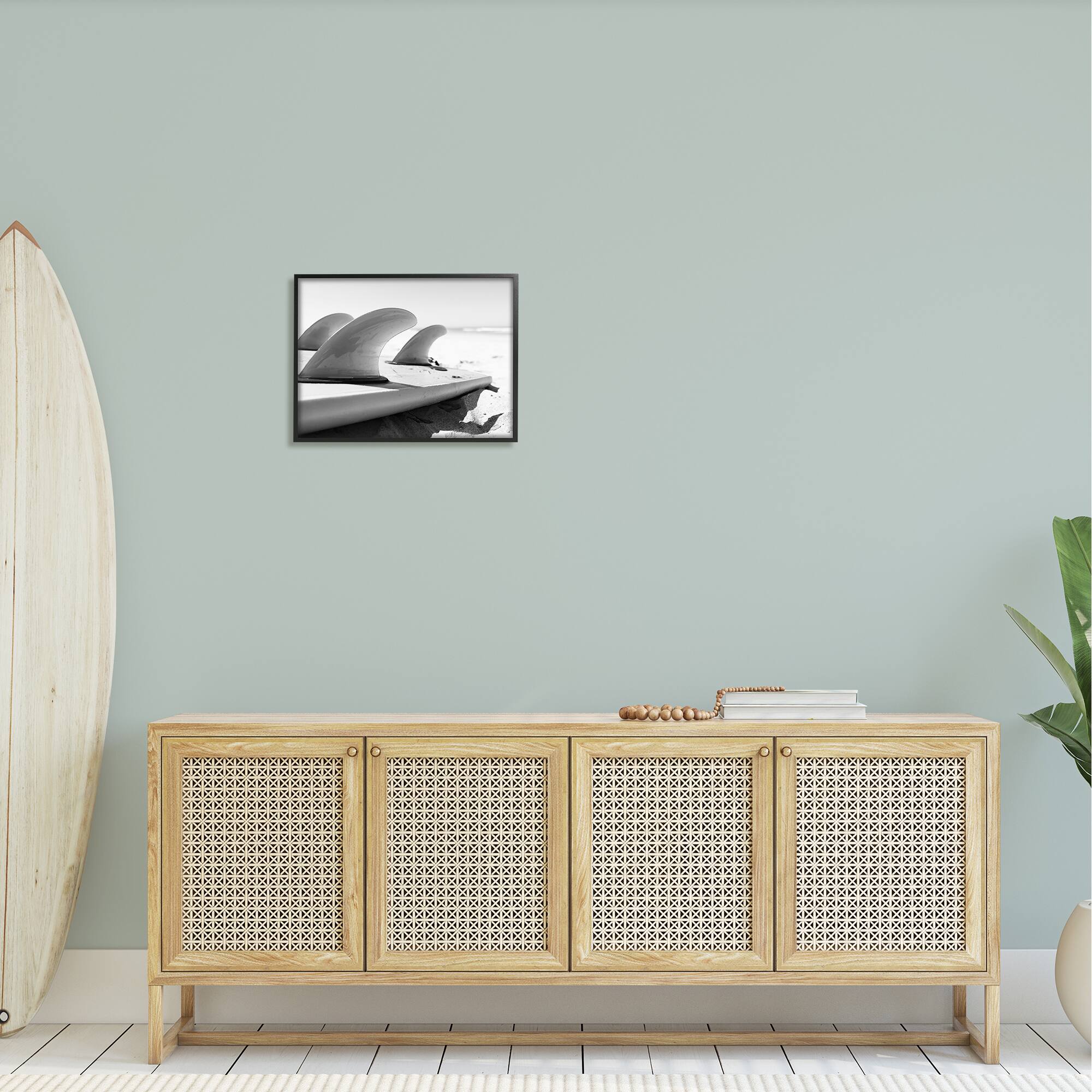 Stupell Industries Surfboard Fins Beach Coast Photography Framed Giclee Art