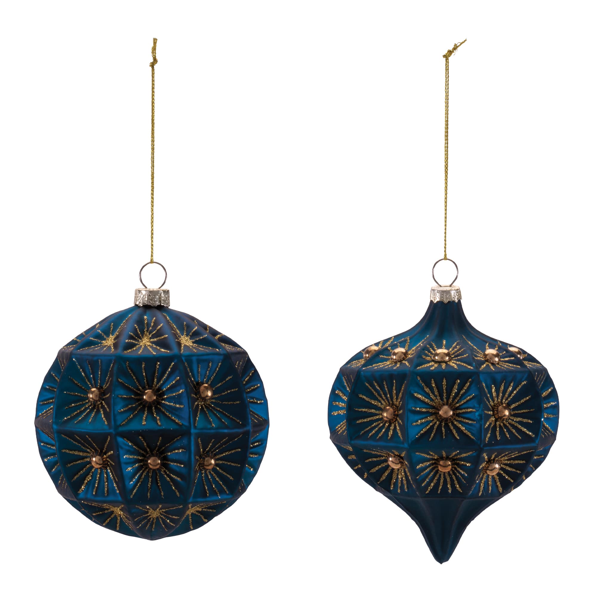 Melrose Blue Glass Round Ornaments Set