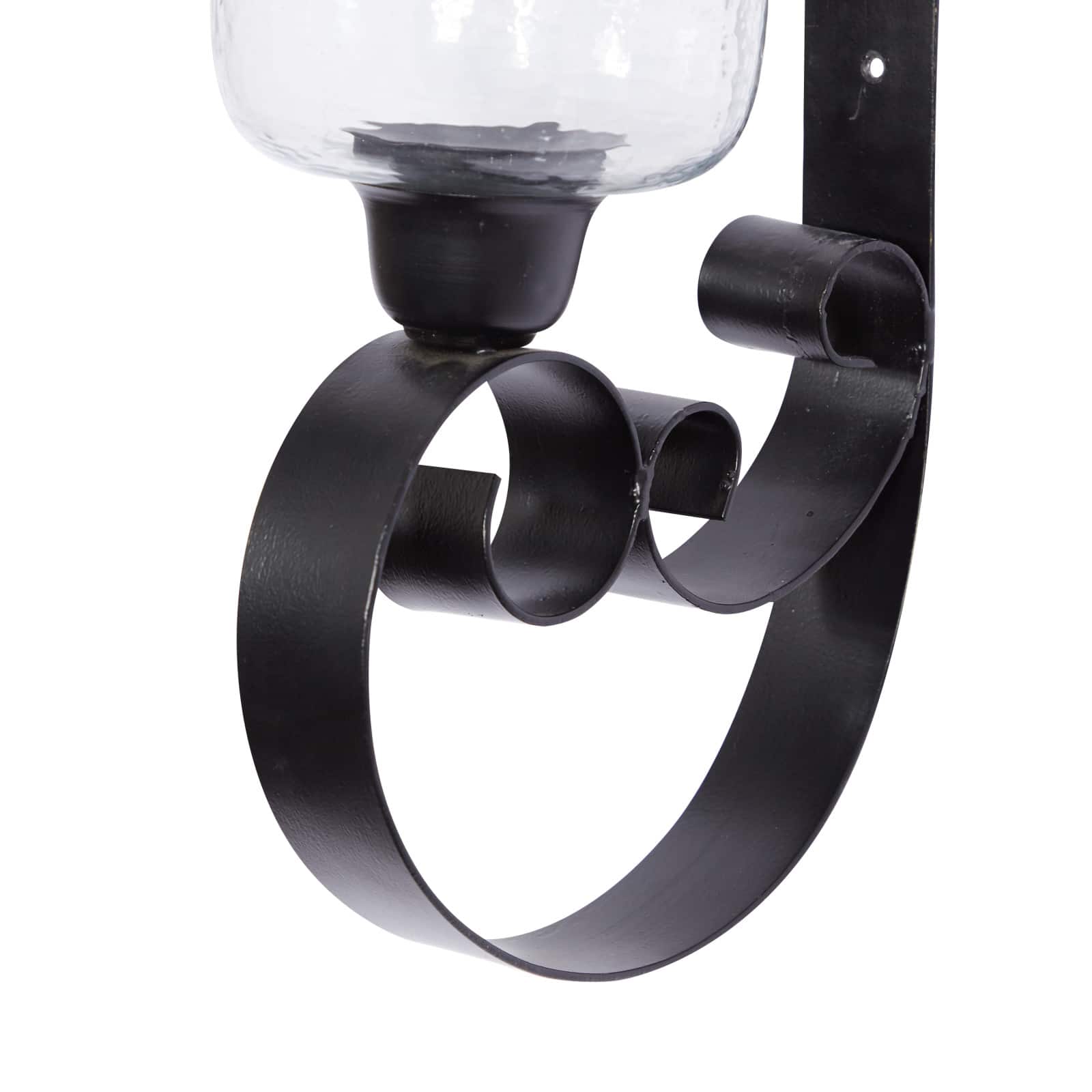 Black Iron Traditional Candle Wall Sconce, 21" x 10" x 7"