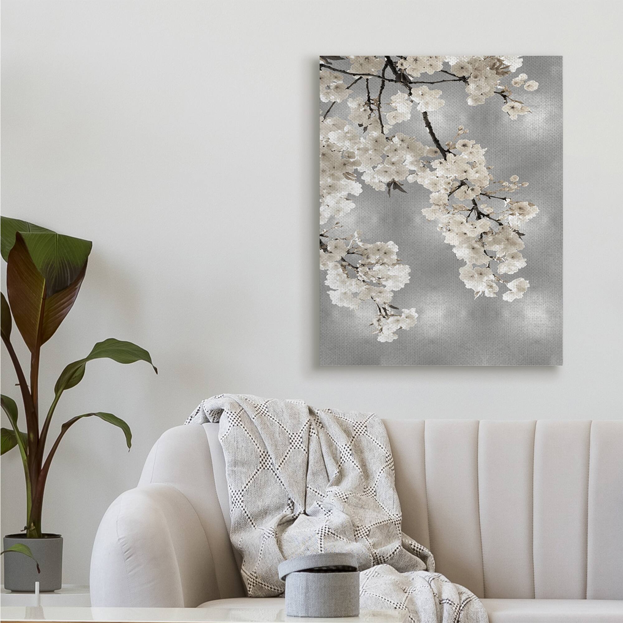 Stupell Industries Spring Blossoms White Flowers Tree Branch Canvas Wall Art