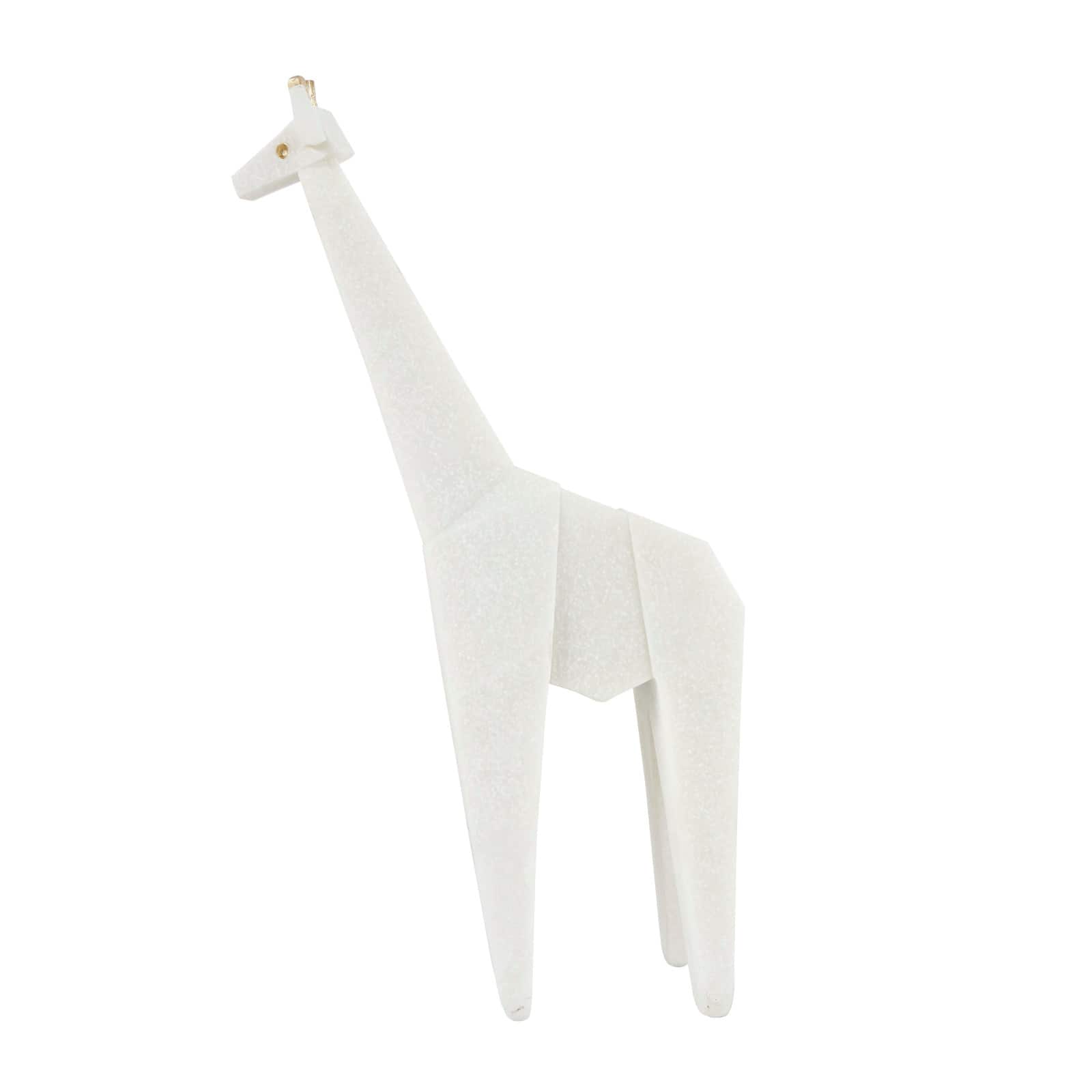 White Polystone Elephant & Giraffe Cubist Inspired Sculpture Set