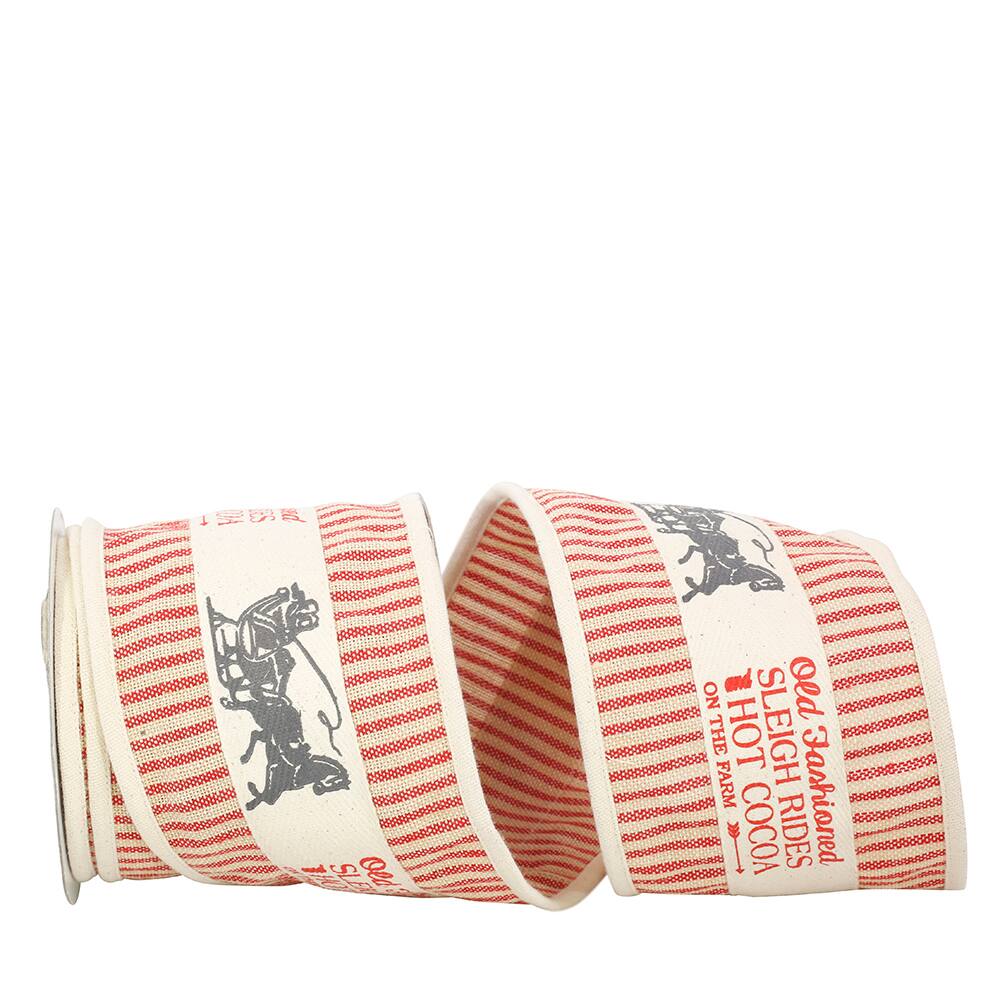 JAM Paper 4" x 5yd. Natural Vintage Ticking Wired Ribbon