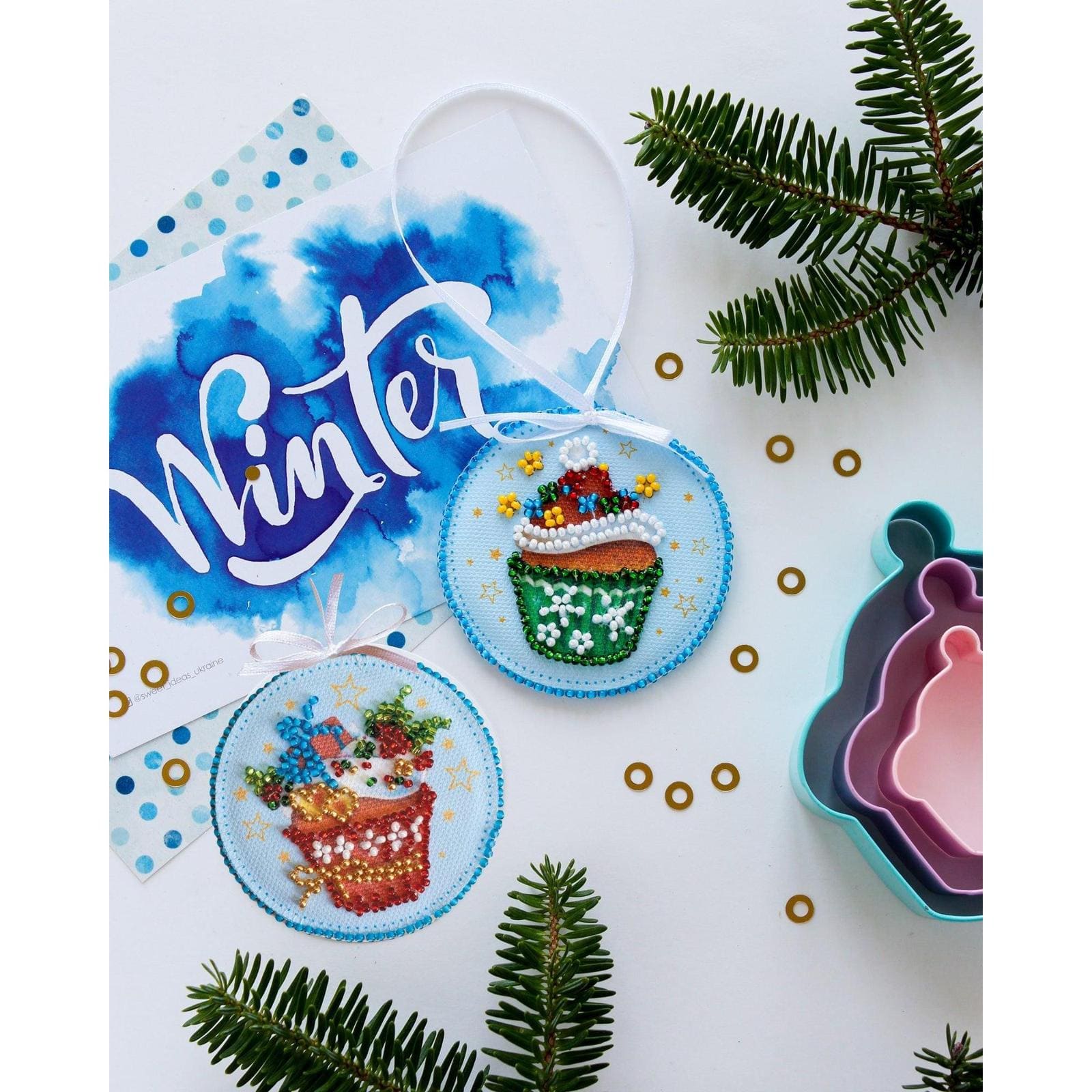 Abris Art New Year Sweets Bead Embroidery Decoration Kit