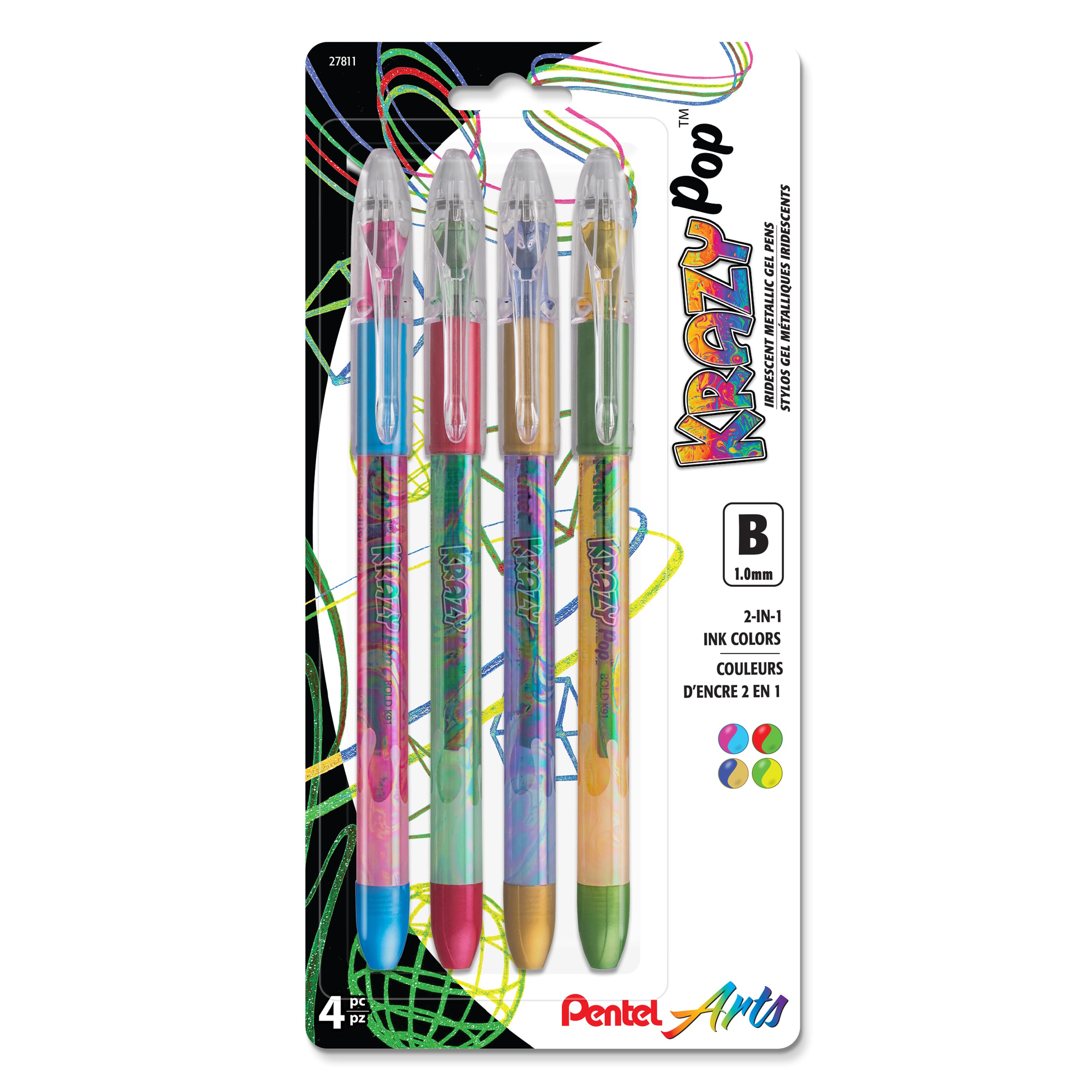Pentel Arts Krazy Pop™ 1.0mm Assorted Ink Iridescent Gel Pen Set