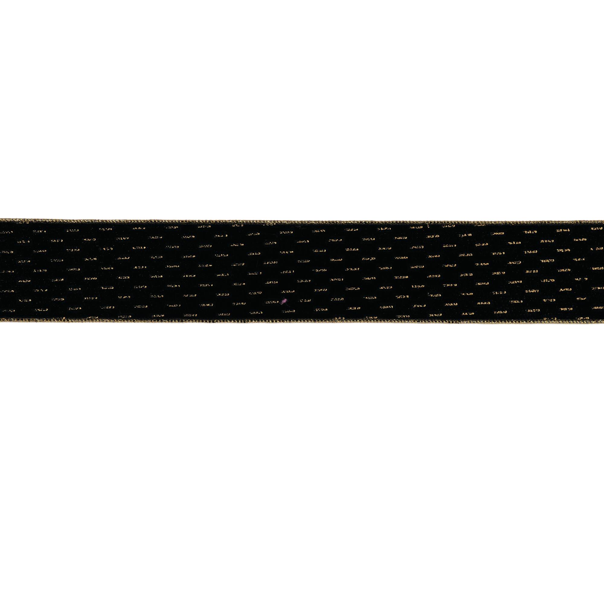 2.5" x 5yd. Black with Gold Trim Wired Ribbons, 2ct.