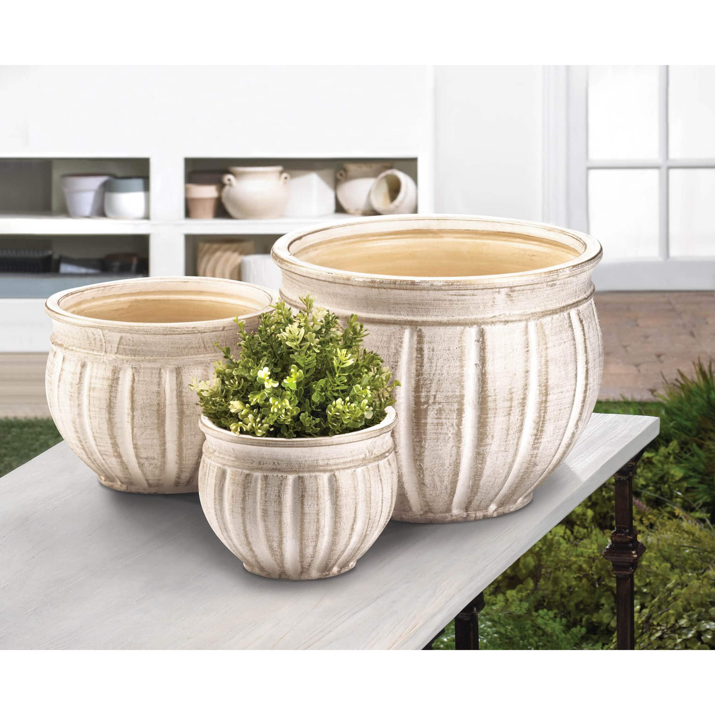Antique Stone Planter Set