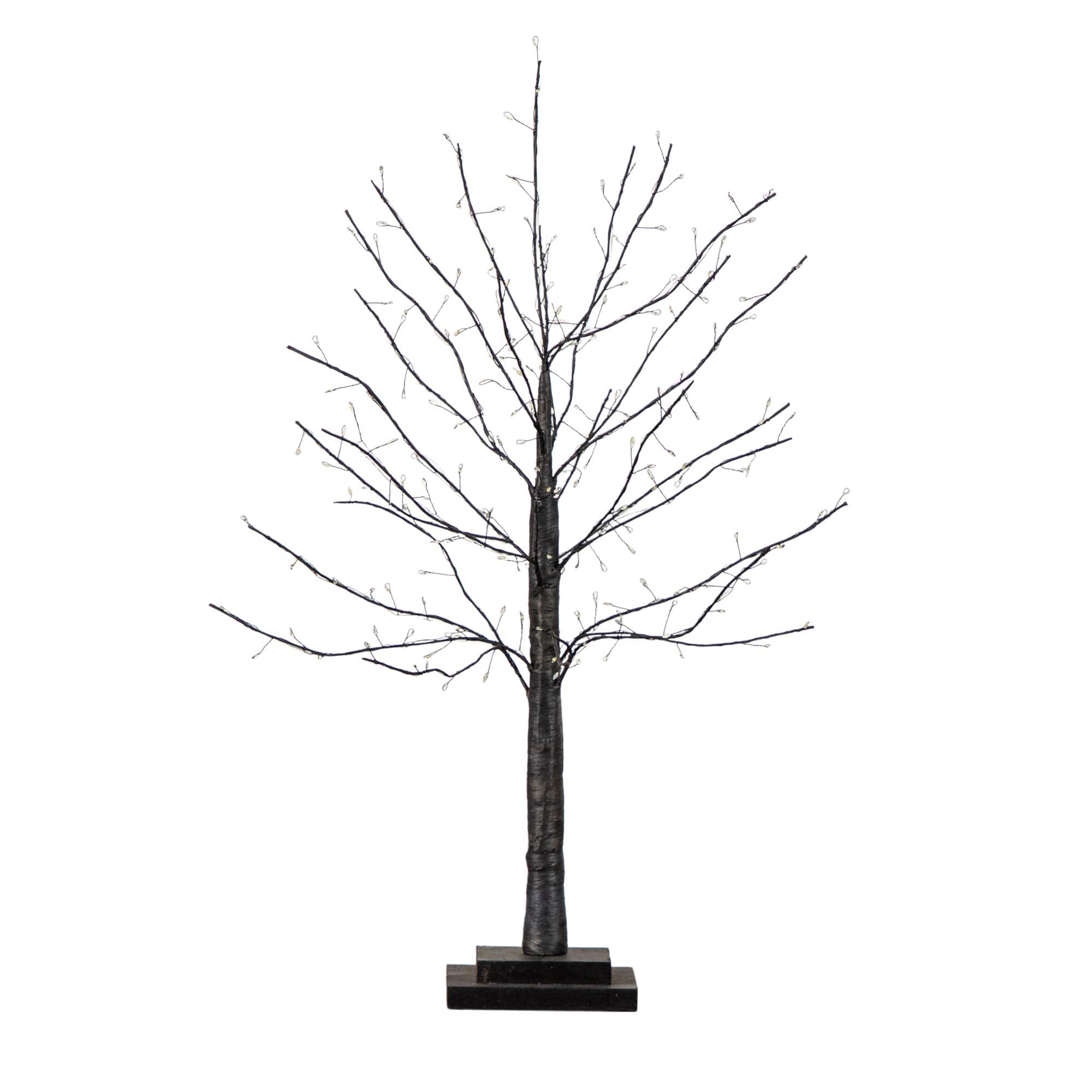 2ft. Pre-Lit Artificial Halloween Black Twig Tree with 210 Warm White Fairy Copper Wire LED Lights