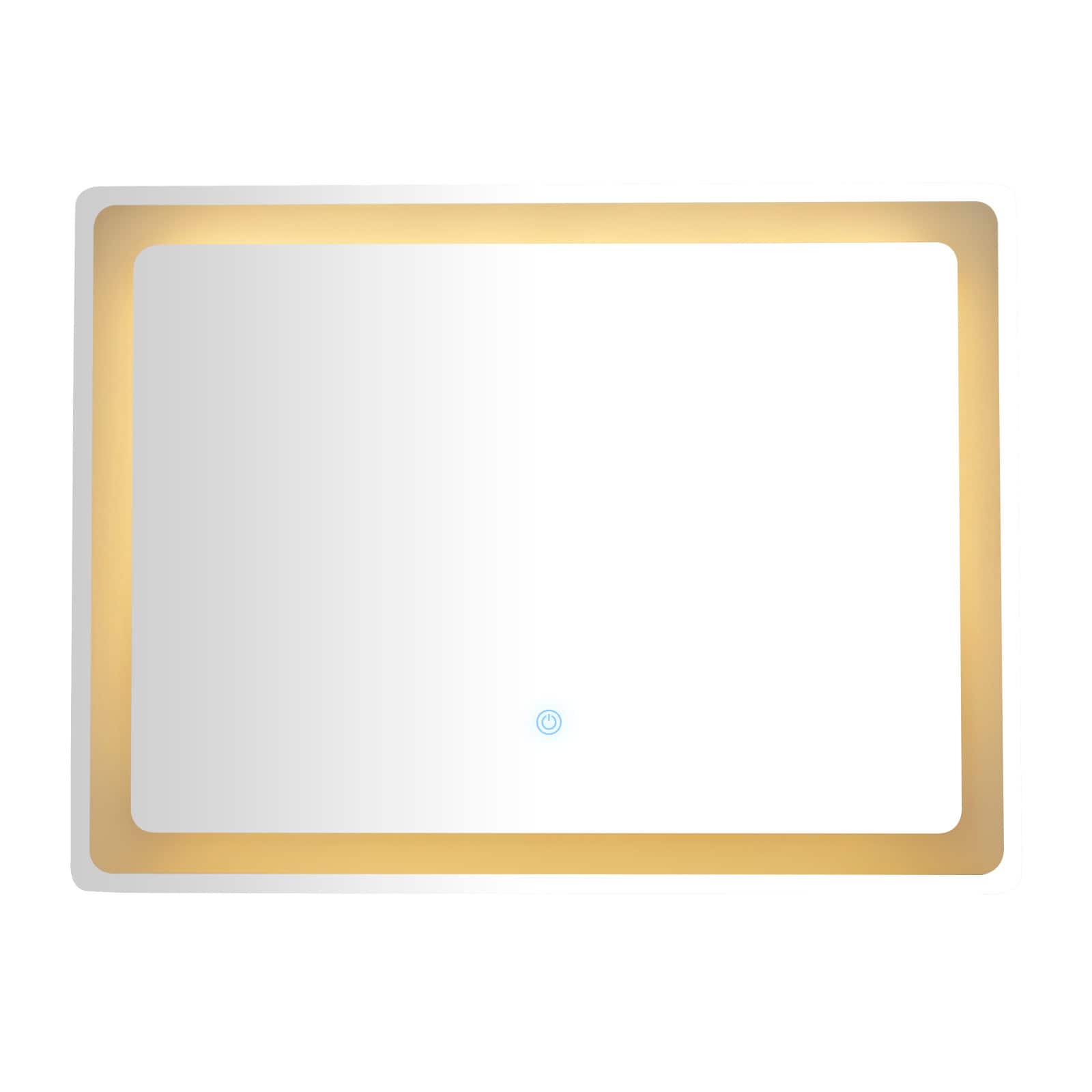Clear Glass Modern LED Mirror, 32" x 1" x 24"