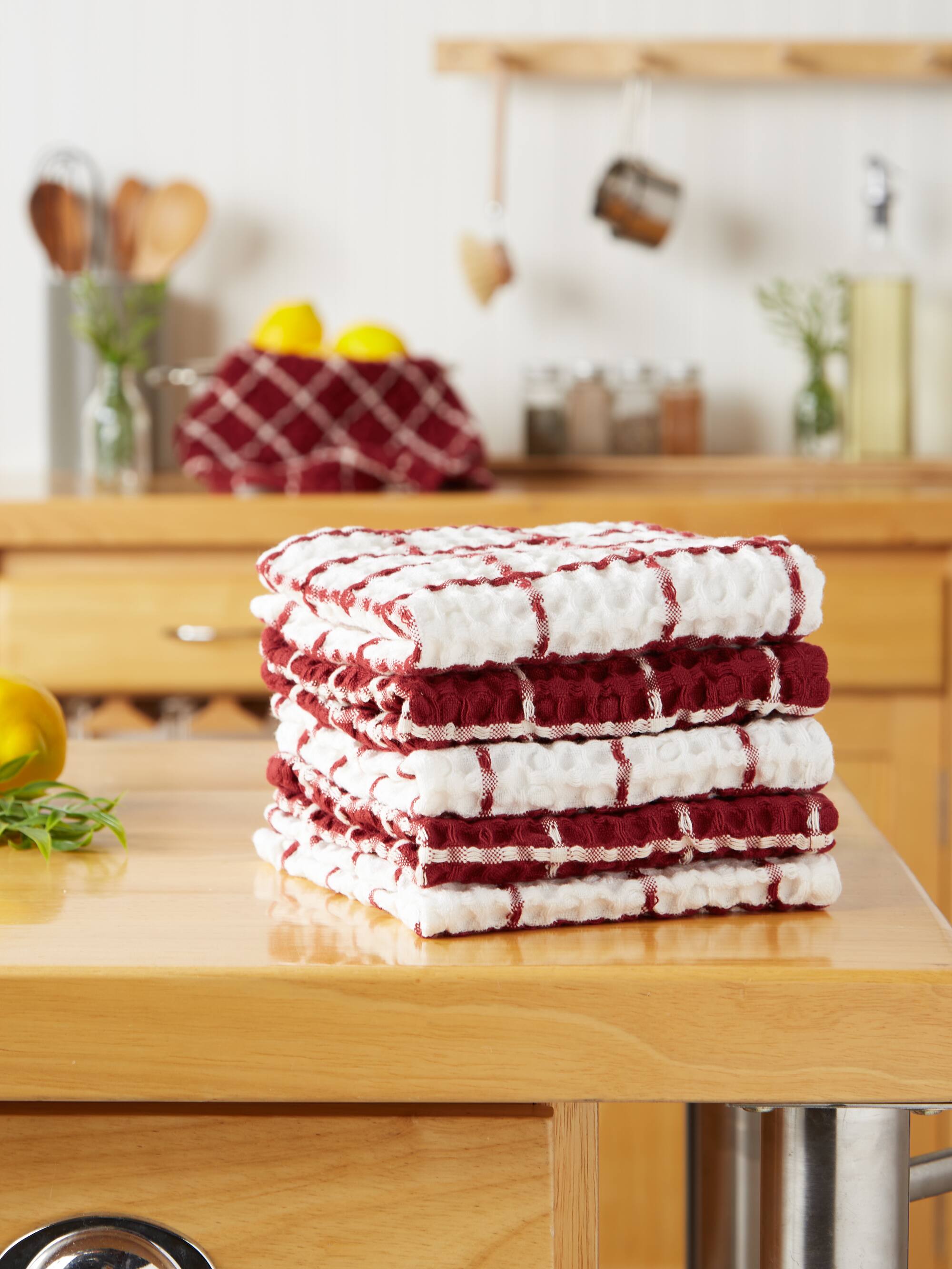 DII® Windowpane Oversized Washed Waffle Dishcloth Set