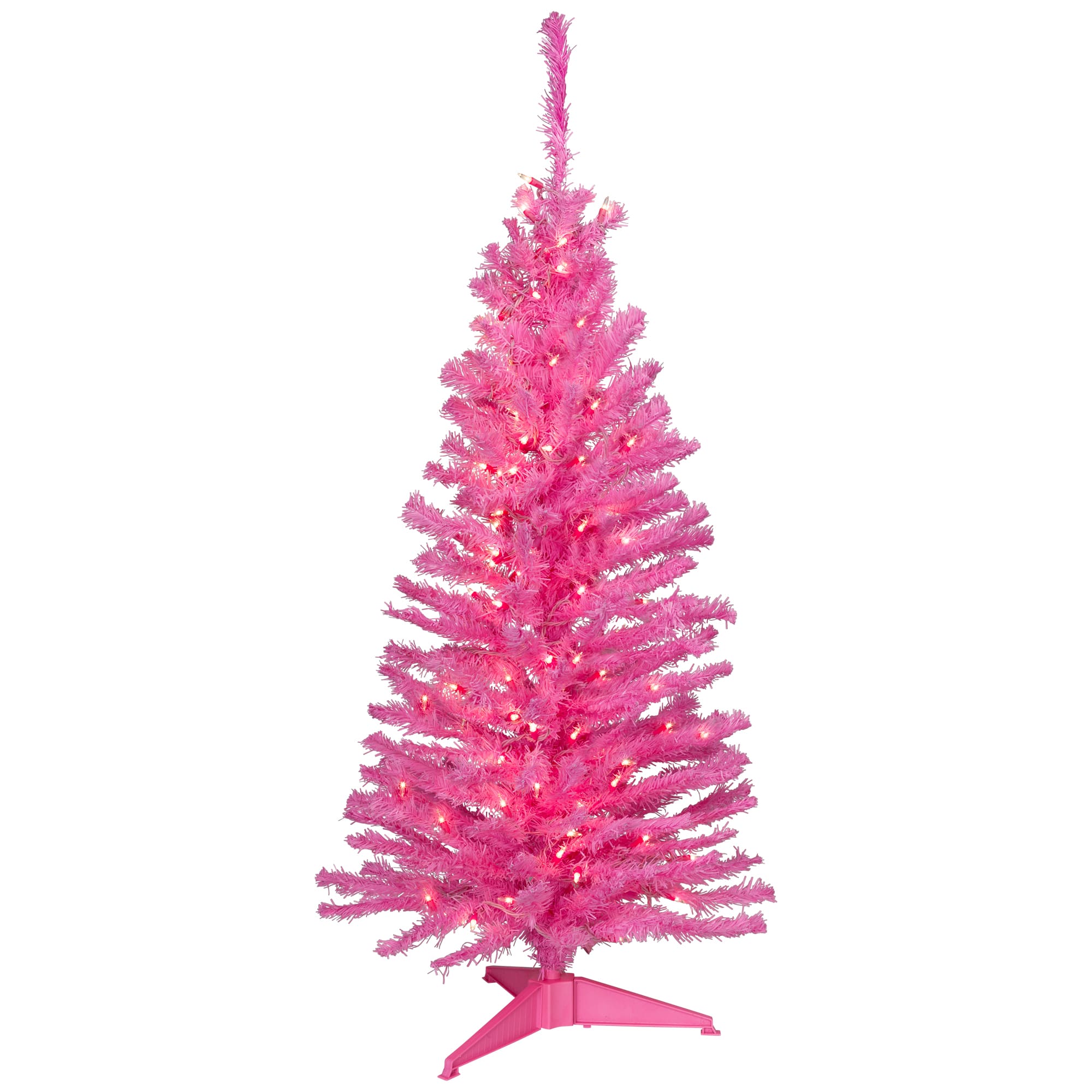 4ft. Pre-Lit Medium Pink Pine Artificial Christmas Tree, Clear Lights