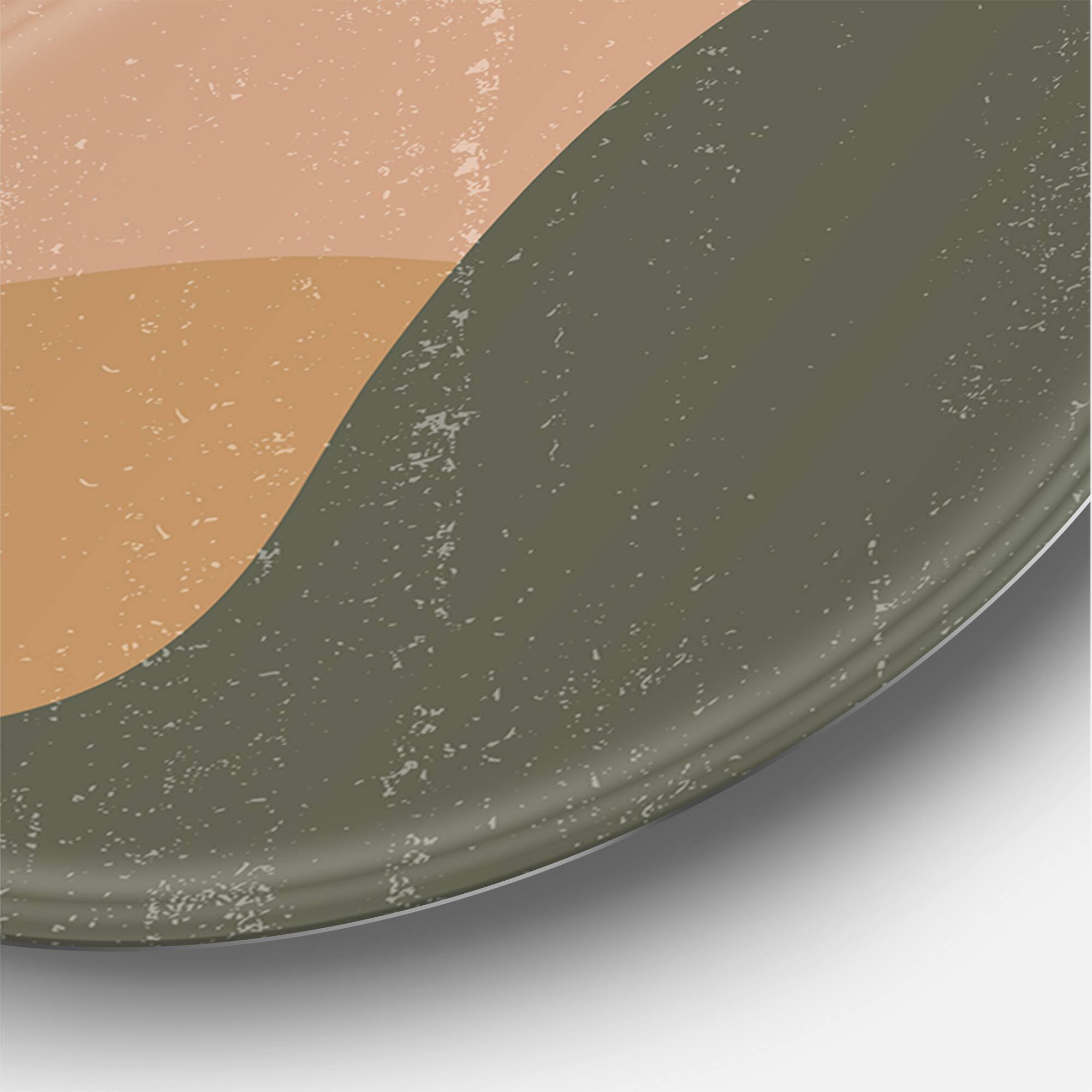Designart - Abstract Red Moon In Earth Toned Mountains I - Modern Metal Circle Wall Art