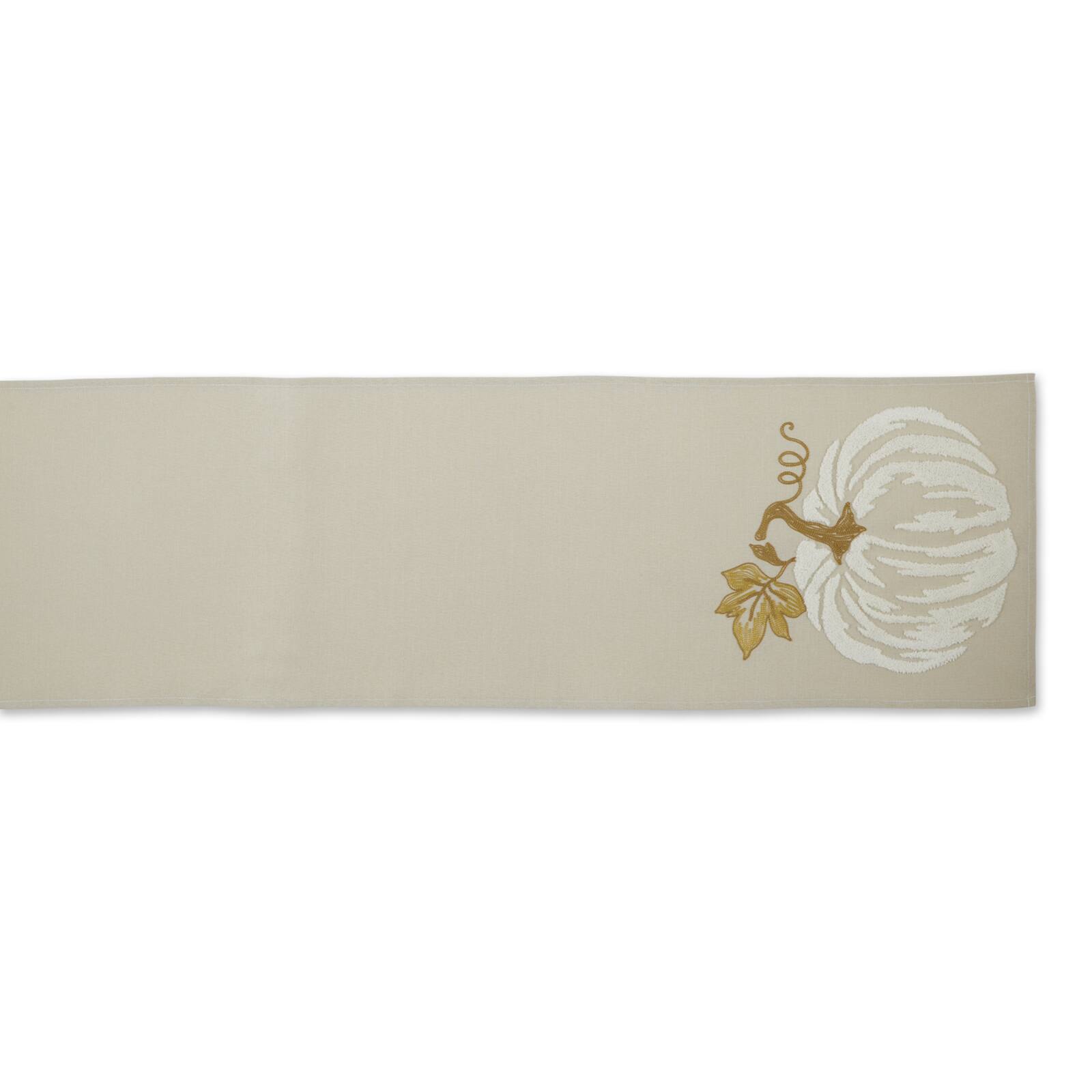 DII® 70" White Pumpkin Embroidered Table Runner