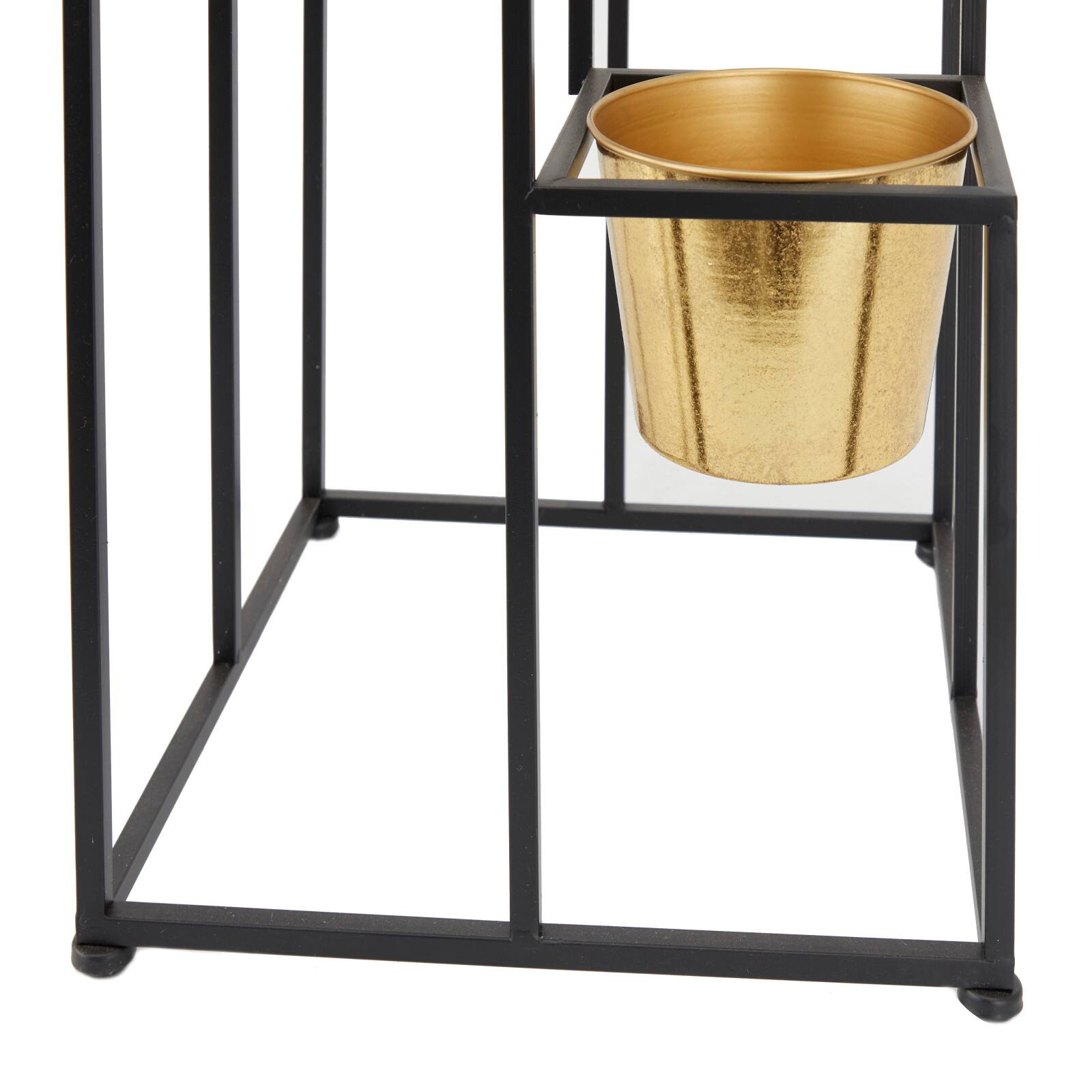 Black Metal Glam Planter, 13" x 13" x 13"