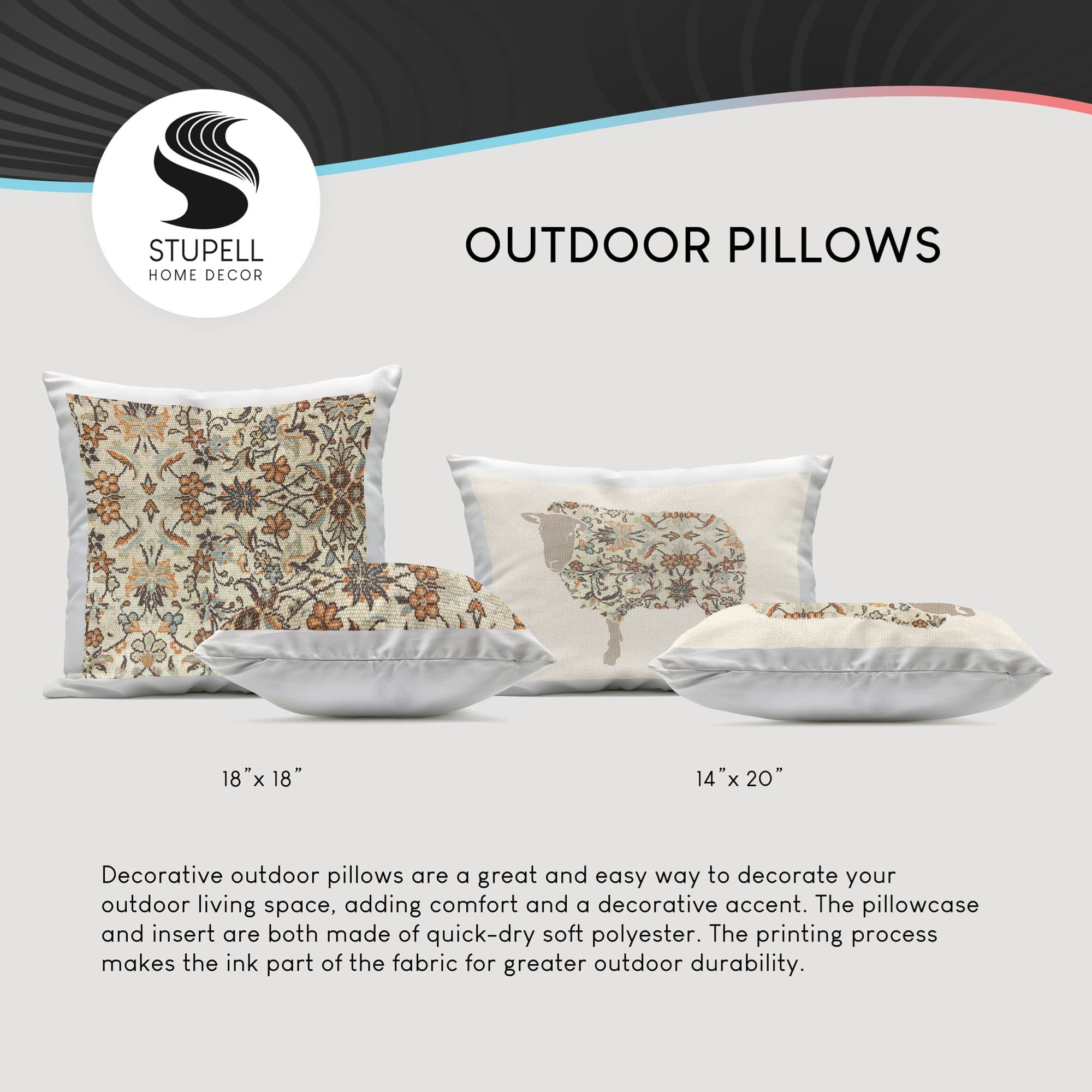 Stupell Industries Harvest Sprigs & Pumpkin Outdoor Printed Pillow