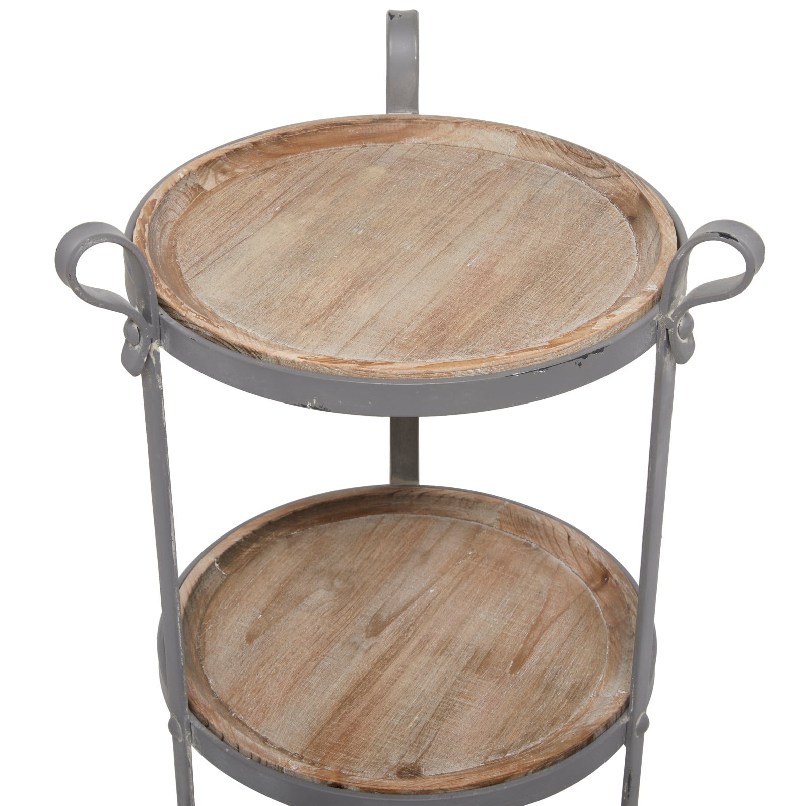 28" Gray Iron Industrial Accent Table