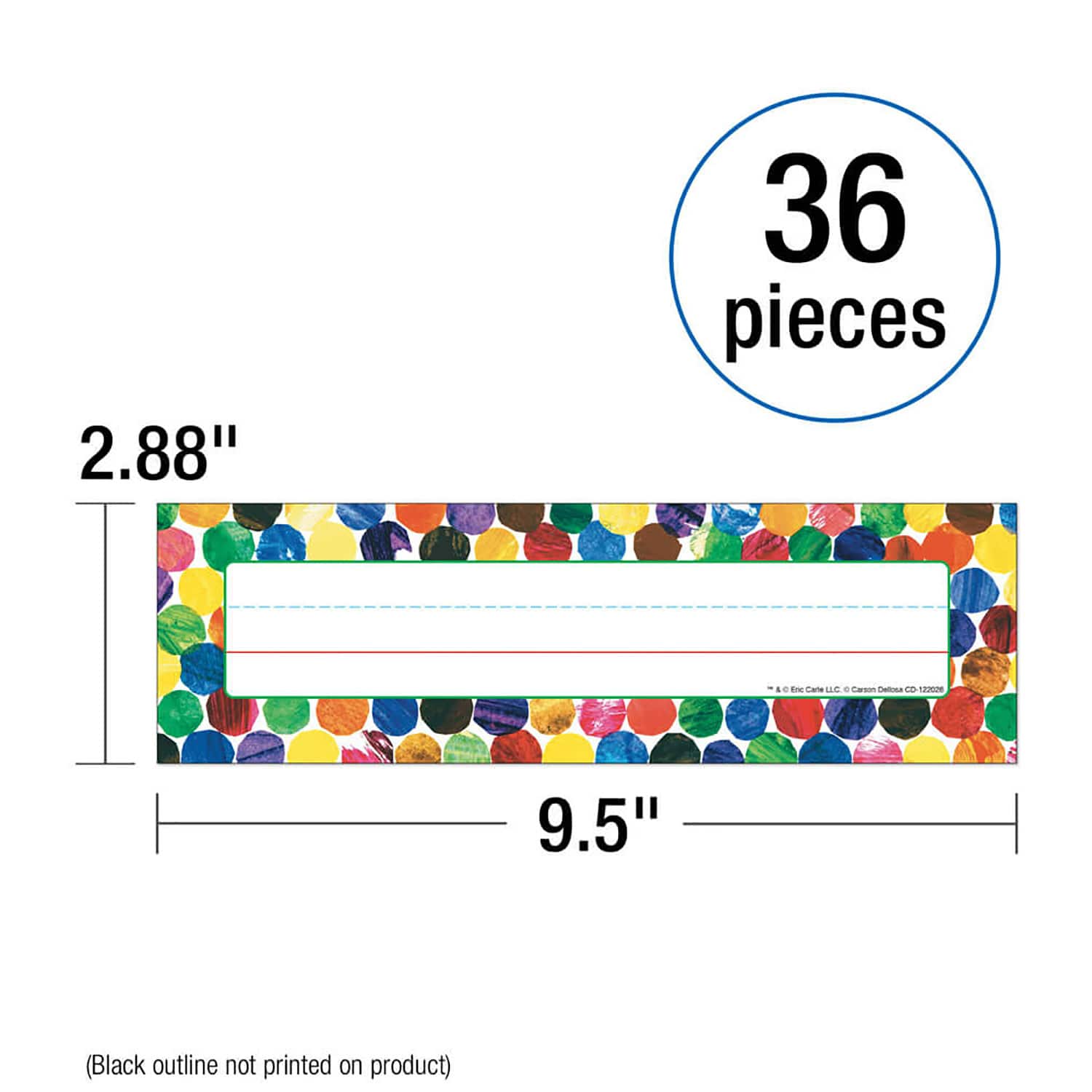 Carson Dellosa® 9.5" x 2.88" Education Eric Carle Dots Desk Nameplates, 6 Packs of 36