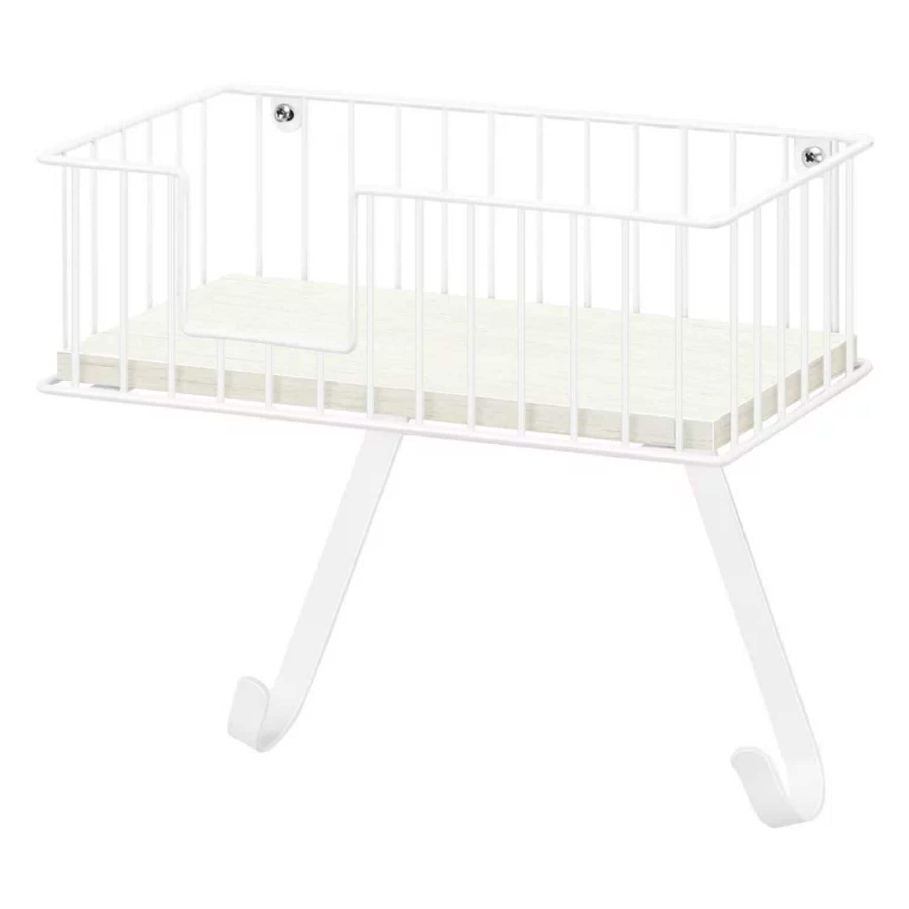 NEX™ White Wall-Mounted Y-Leg Ironing Board Hanger with Storage Basket