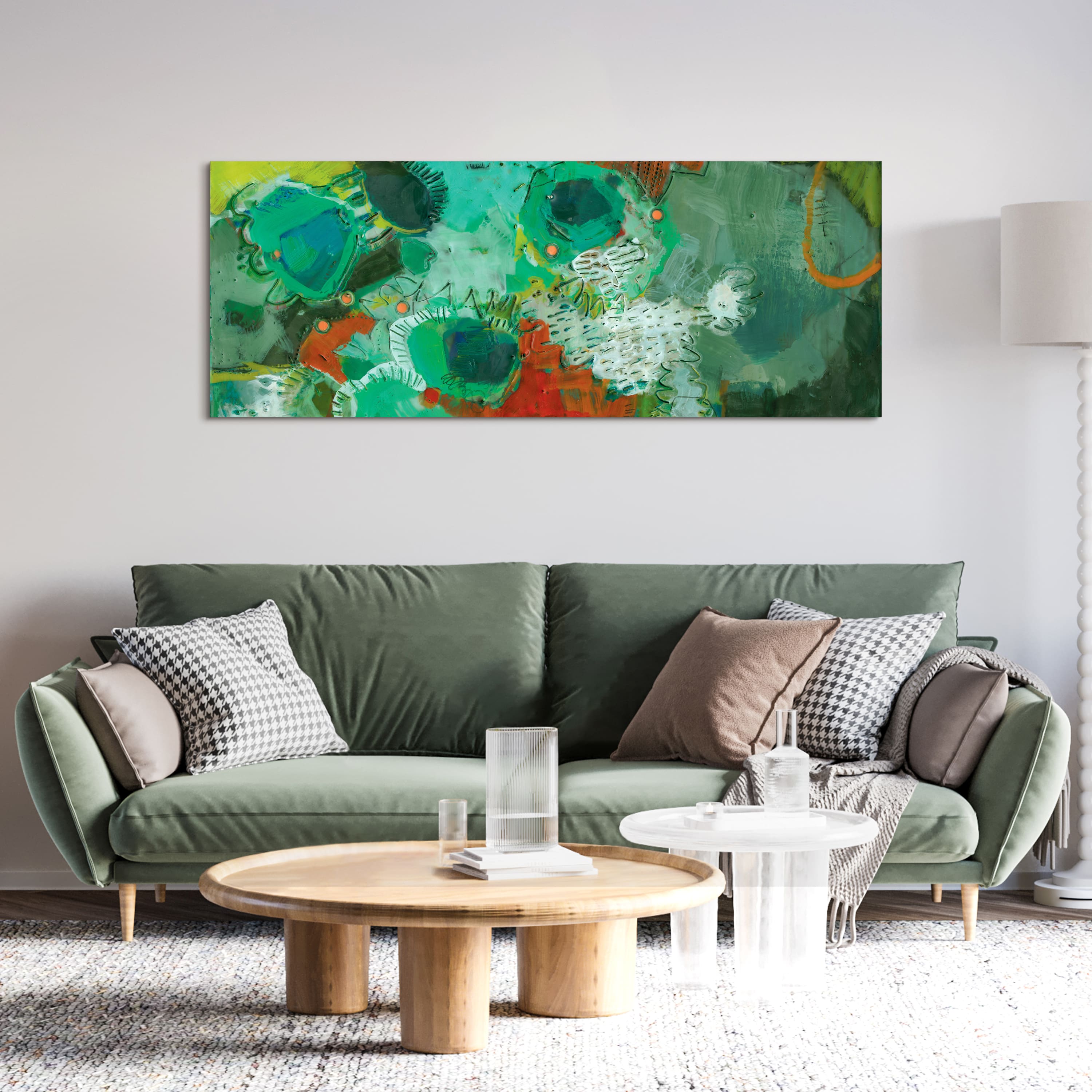 Empire Art Direct 63" x 24" Lolly II Frameless Free Floating Reverse Tempered Art Glass Wall Art