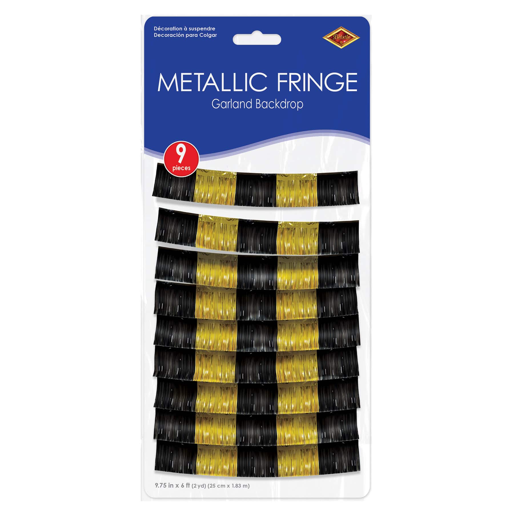 Beistle Black and Gold Metallic Fringe Garland Backdrop