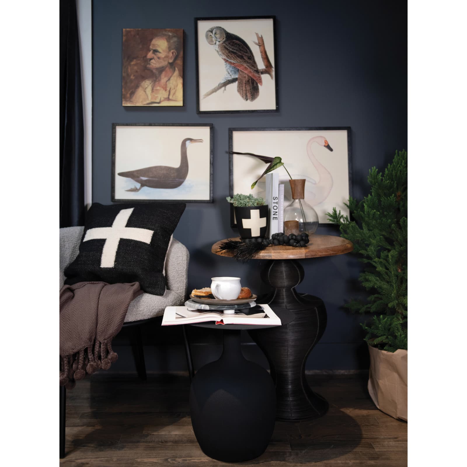 Hello Honey® Vintage Reproduction Swan Print in White Wooden Frame