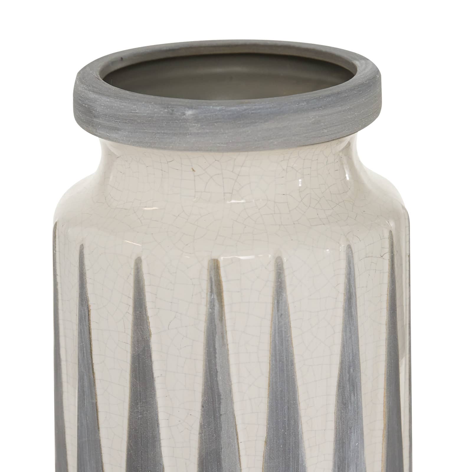 Gray Ceramic Traditional Vase, 13" x 6" x 6"