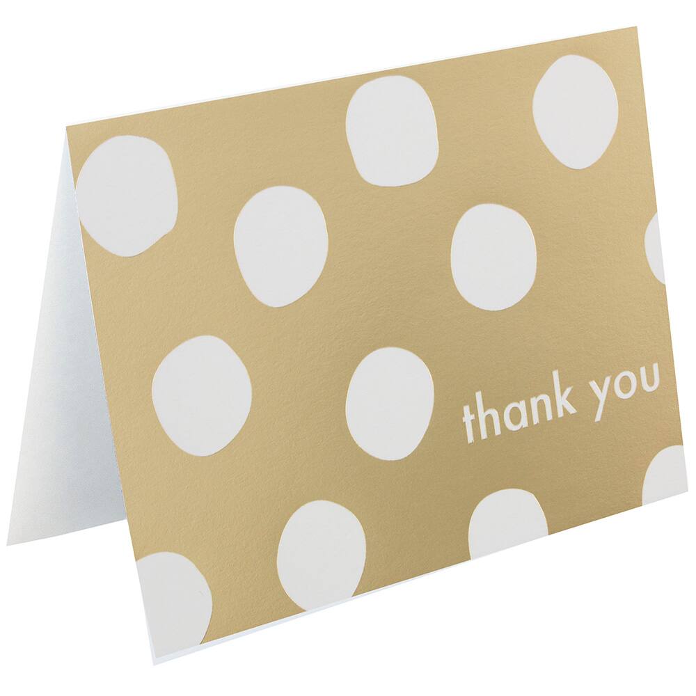 JAM Paper 3.5" x 4.875" Gold Polka Dot Thank You Cards & Envelopes, 10ct.