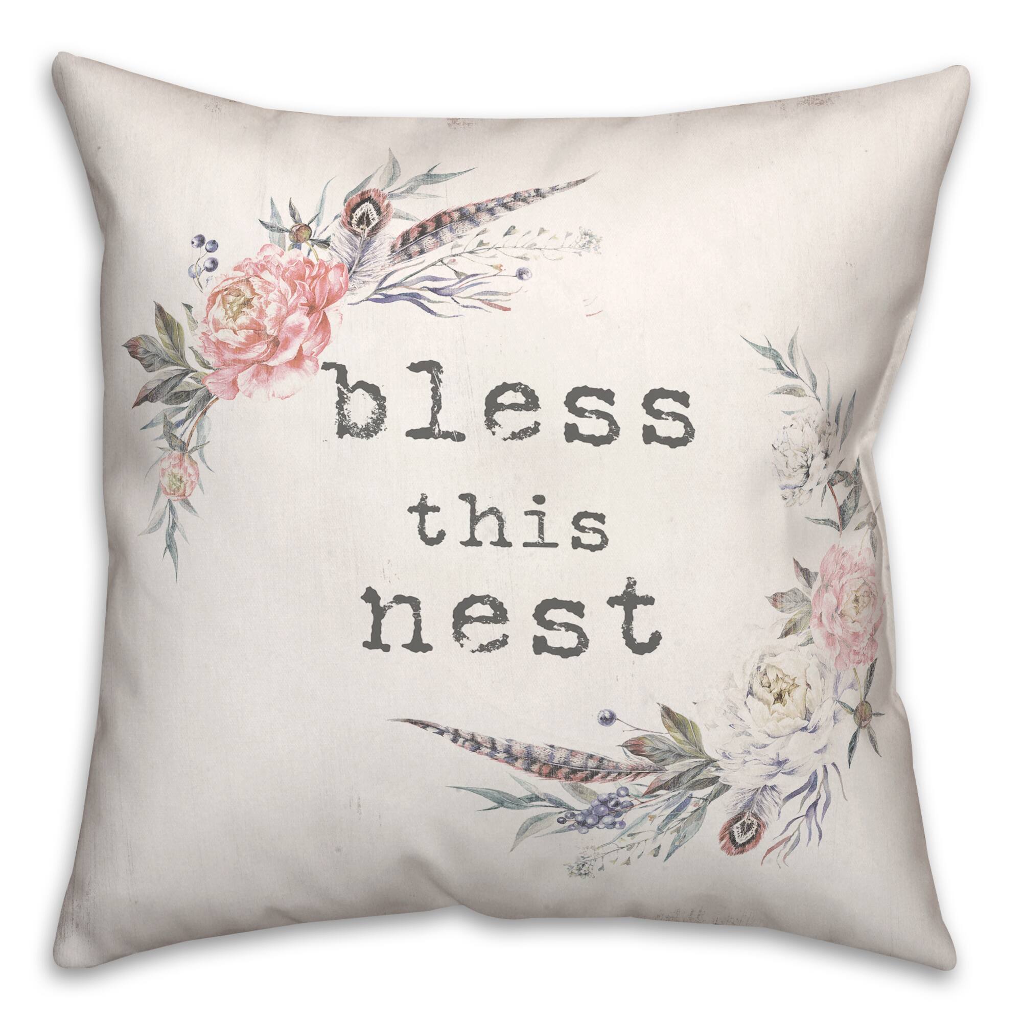 Michaels, Bless This Nest Floral Throw Pillow – Category: Pillows, Throws, Table Linens, & Runners