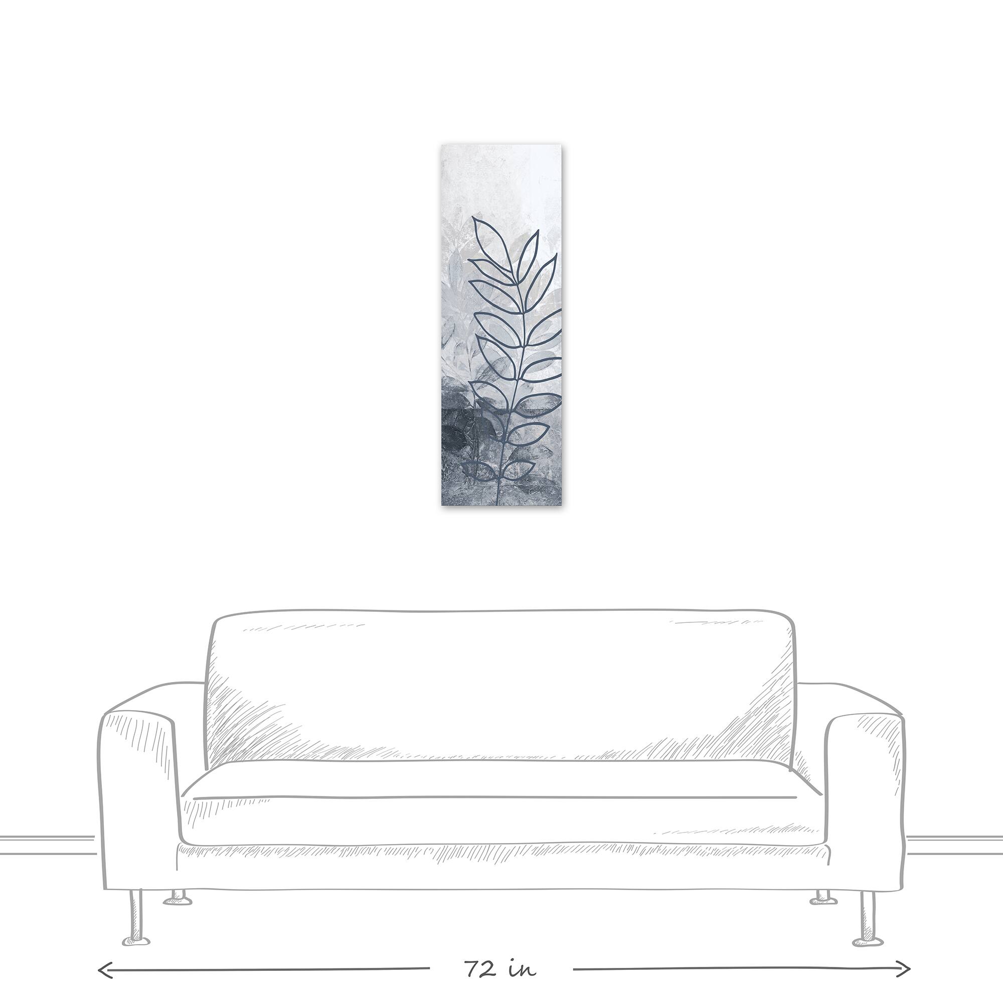 Ferns In Blue 12" x 36" Canvas Wall Art