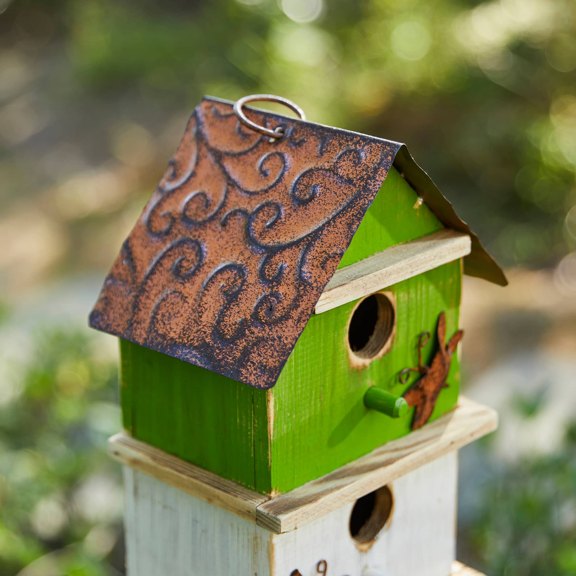 Glitzhome® 13.75" 3-Tier Distressed Wood Birdhouse