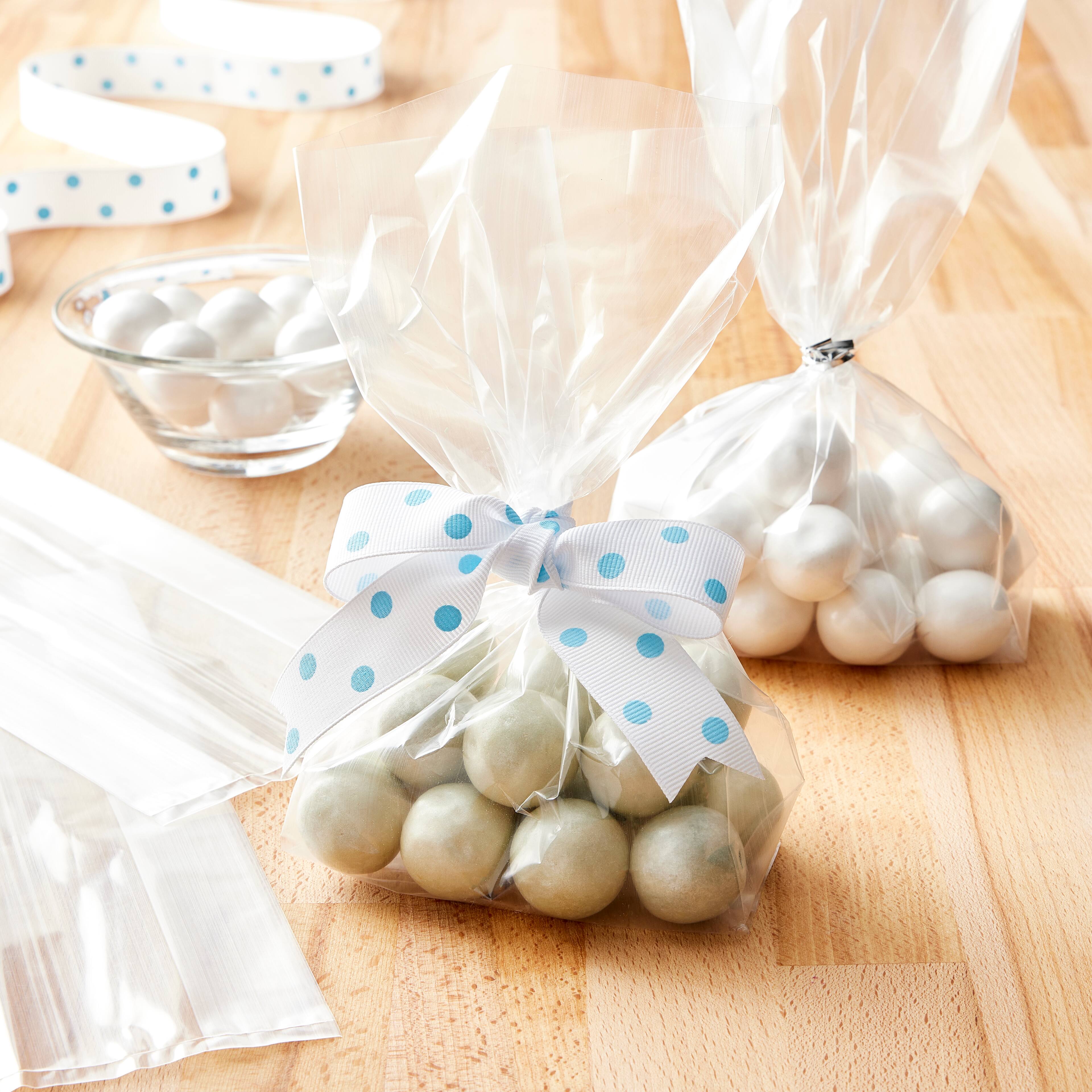 Clear Rectangle Treat Bags with Ties by Celebrate It