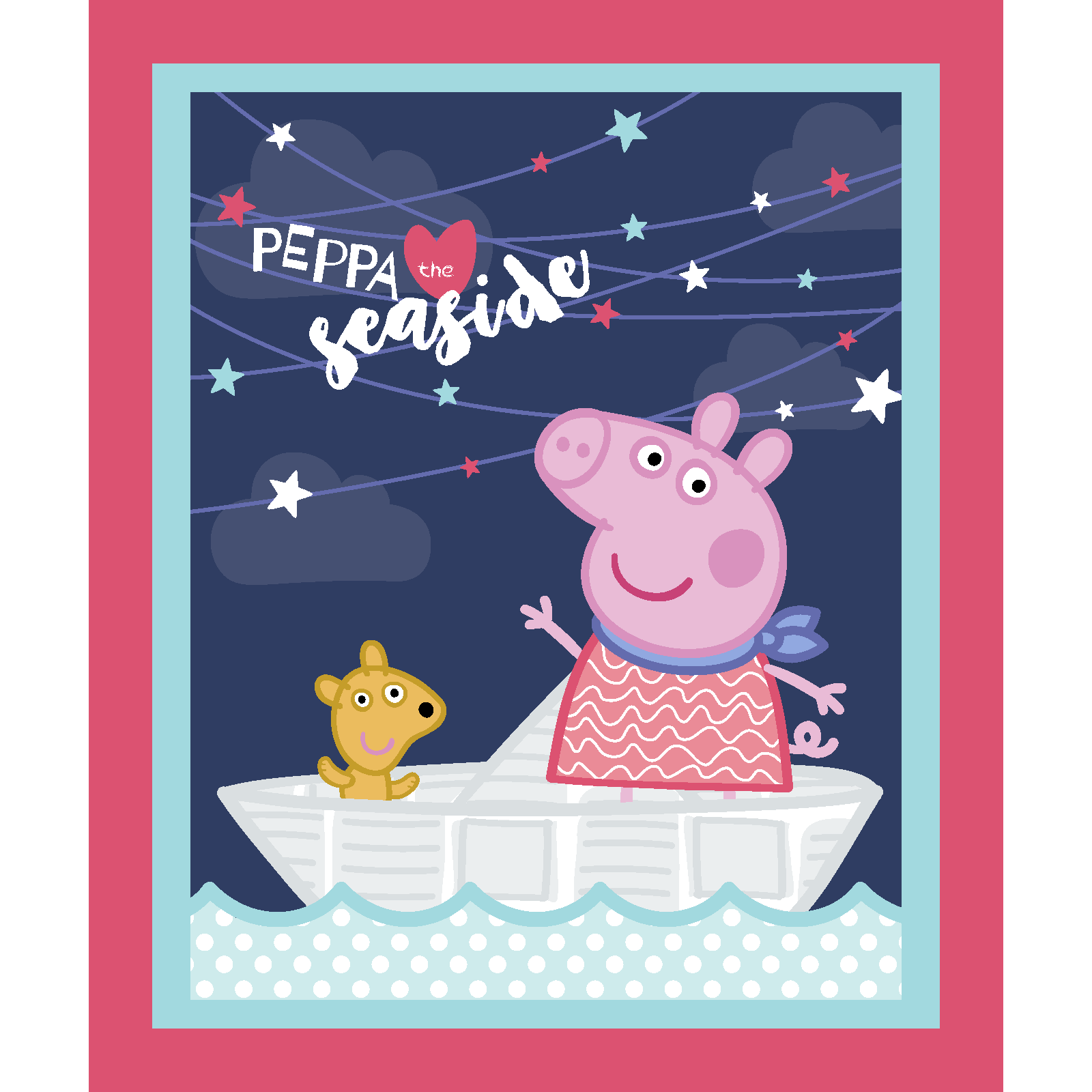 Peppa Pig Multicolor Peppa The Seaside Panel Cotton Fabric