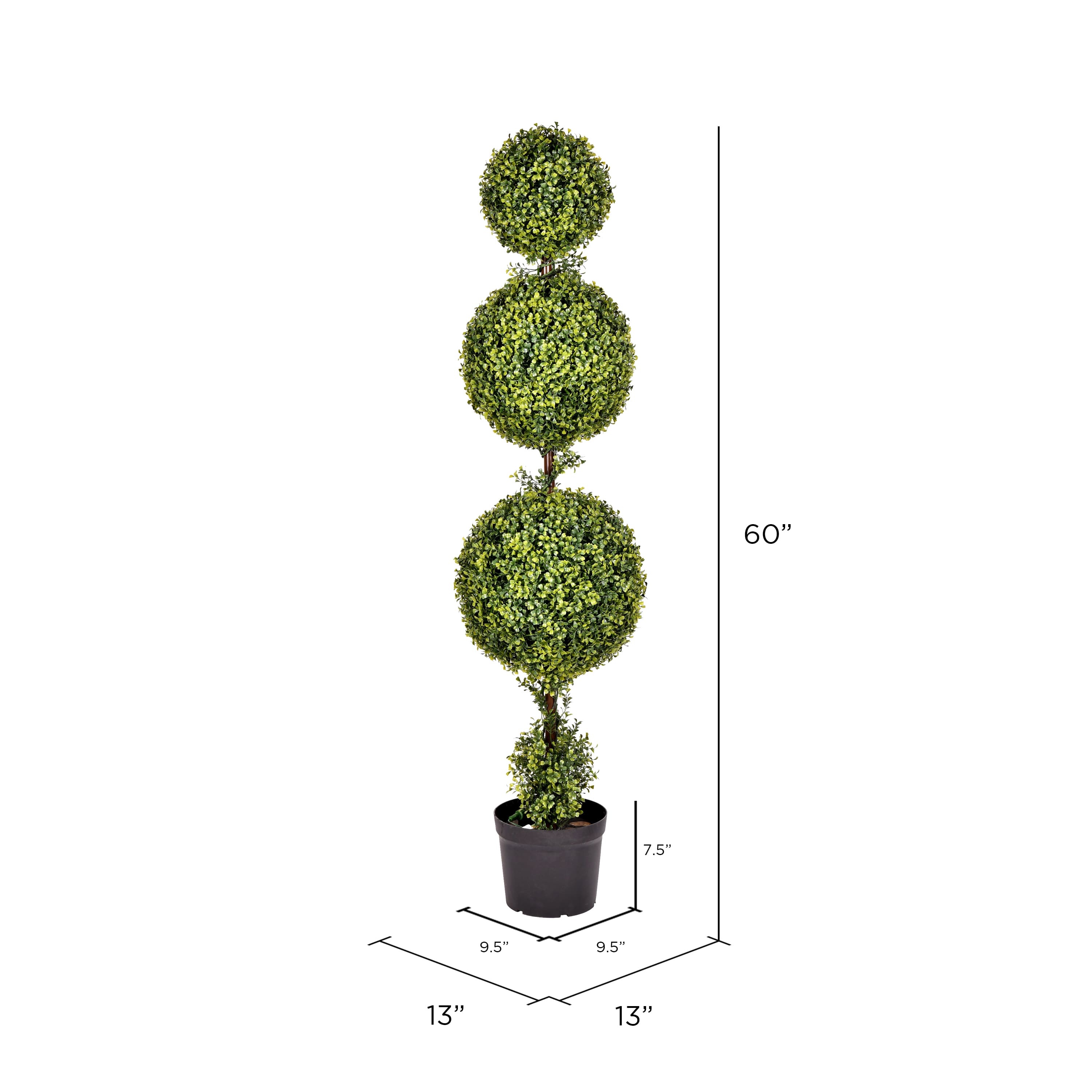 5ft. Artificial Triple Ball Green Boxwood Topiary