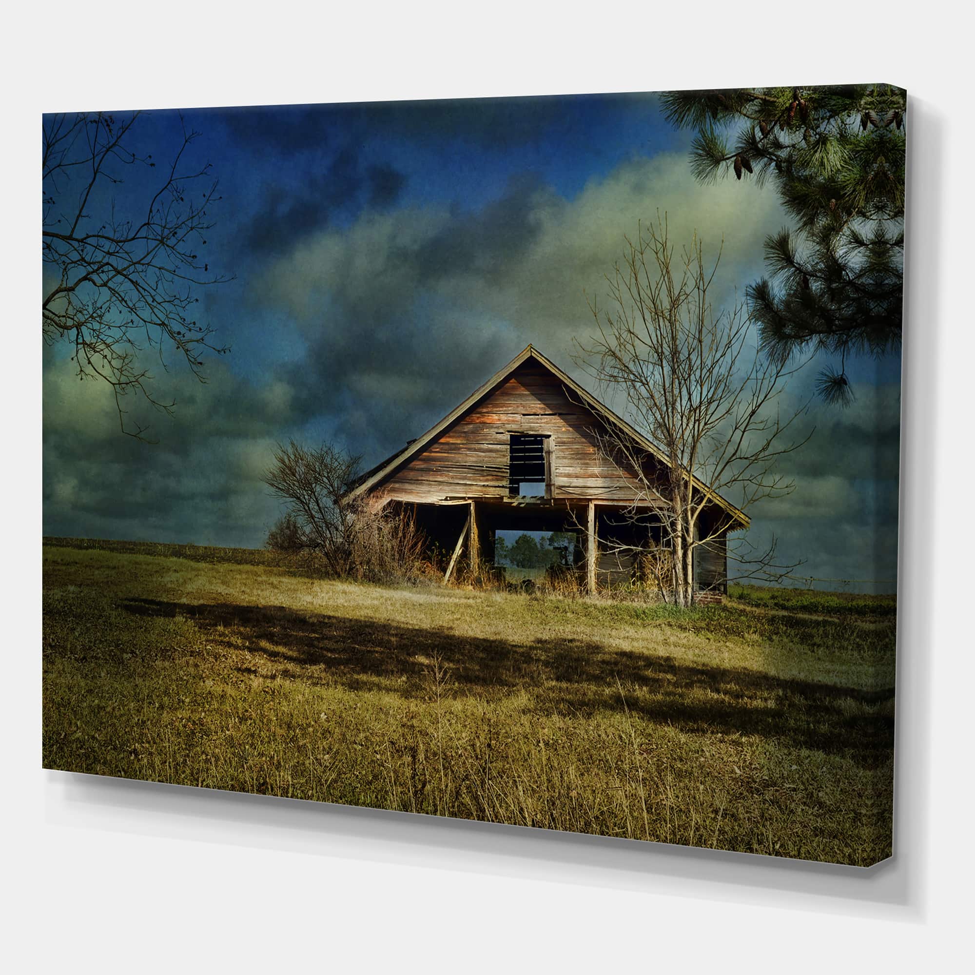 Designart - Storm Barn II - Farmhouse Premium Canvas Wall Art