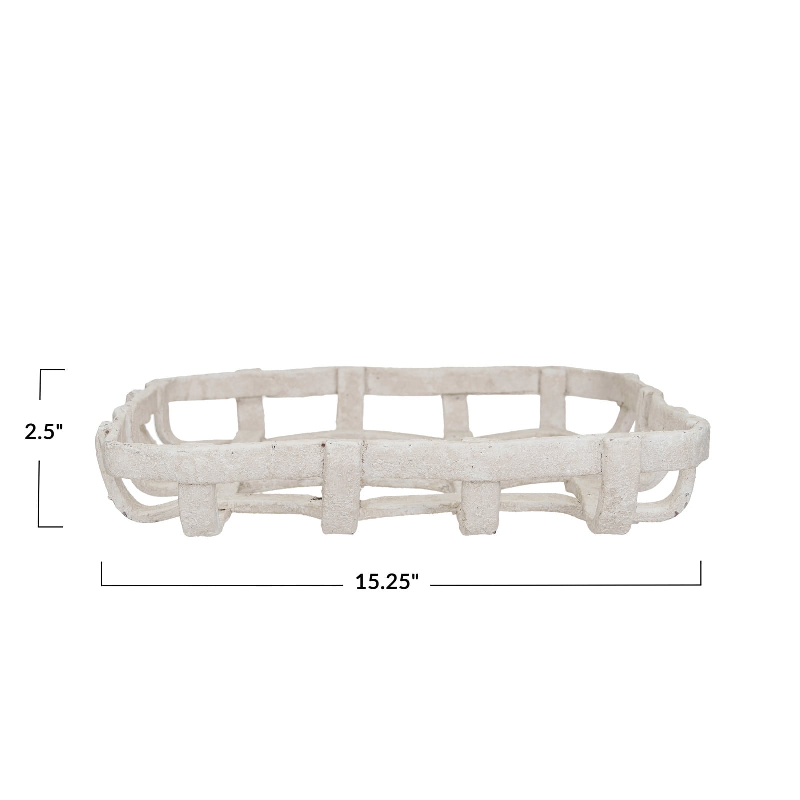 Hello Honey® 15.25" White Distressed Finish Woven Basket