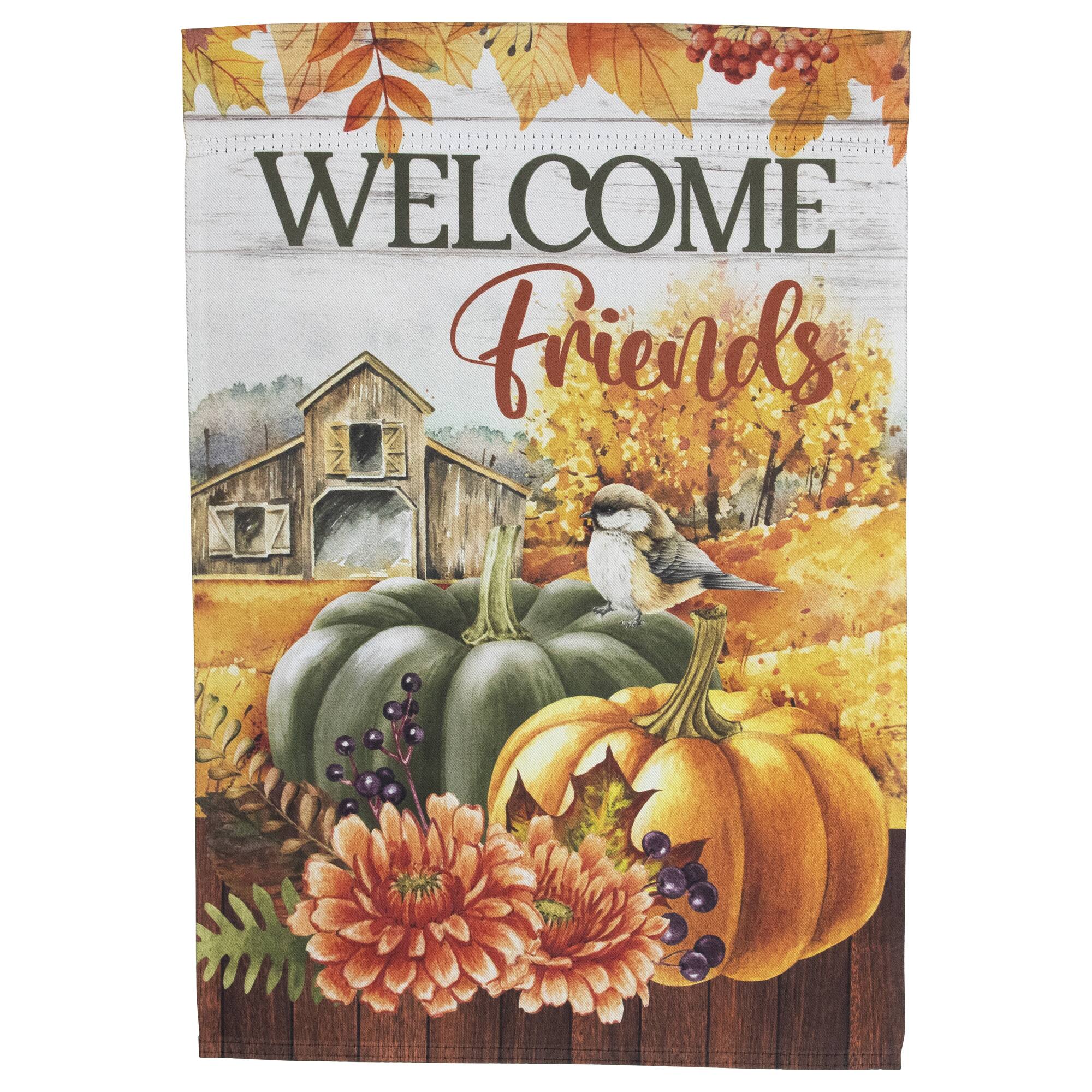 18" x 12.5" Welcome Friends Fall Harvest Outdoor Garden Flag